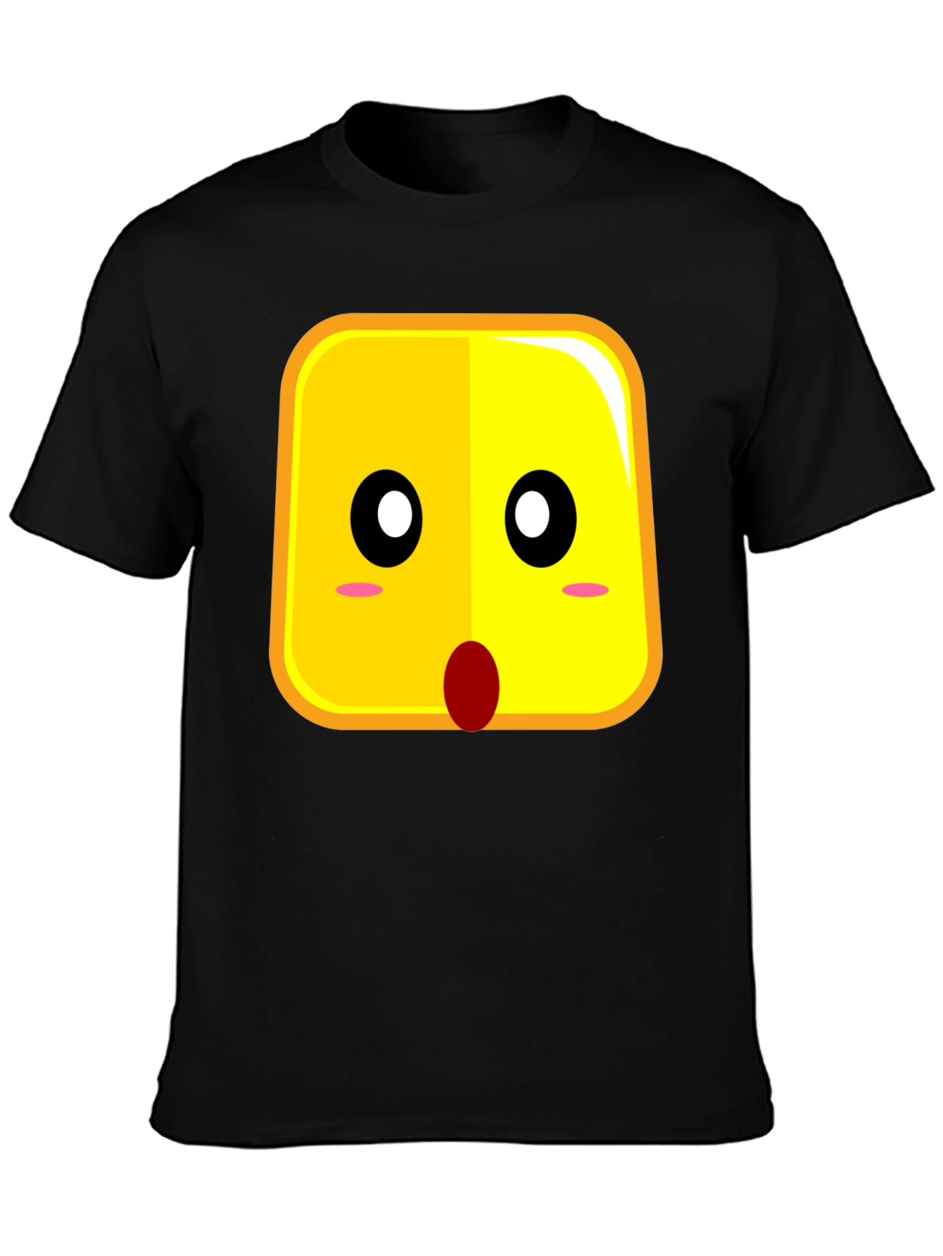 Surprised Emoji Black Cotton T-Shirt