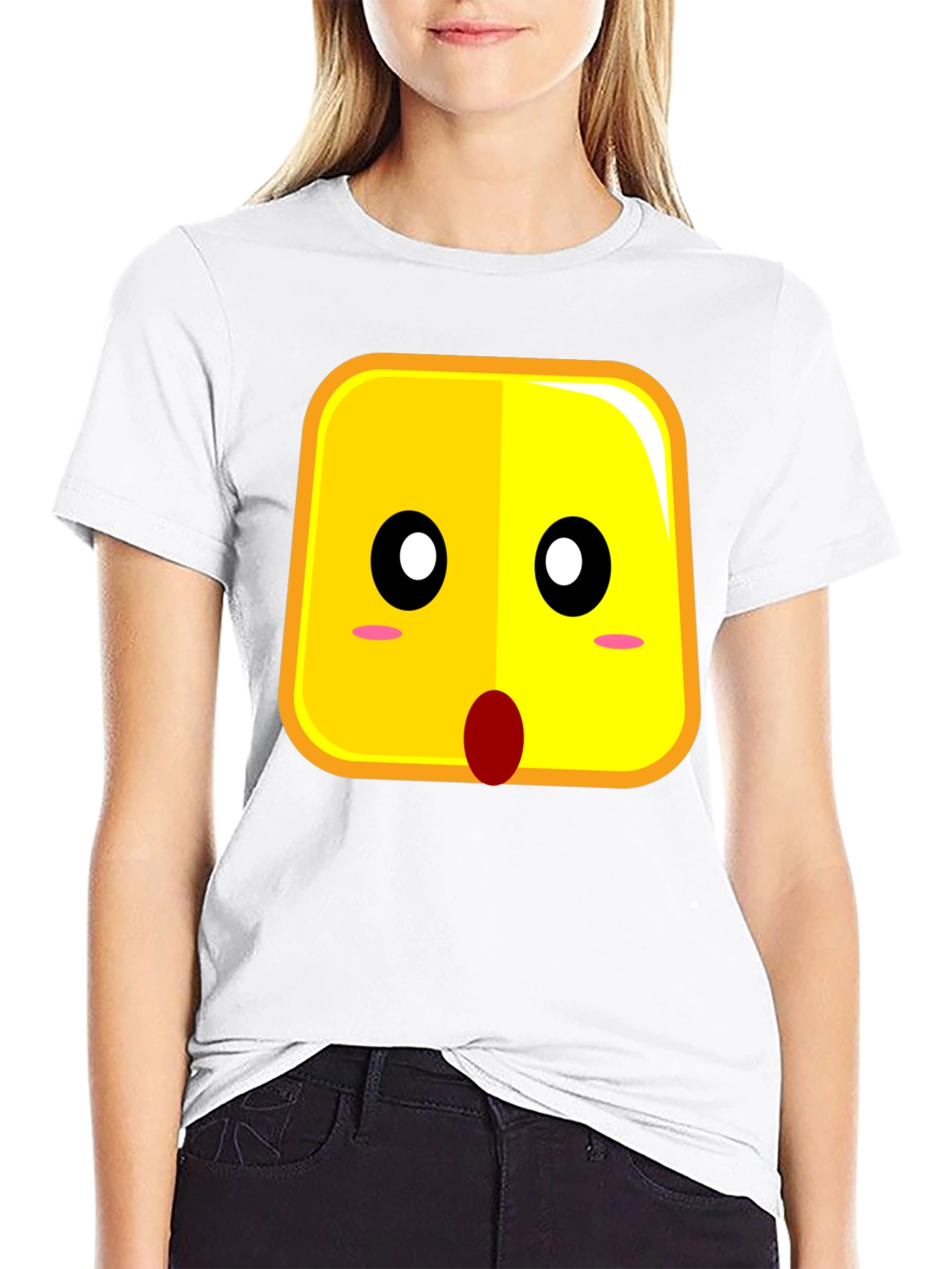 Surprised Emoji Black Cotton T-Shirt