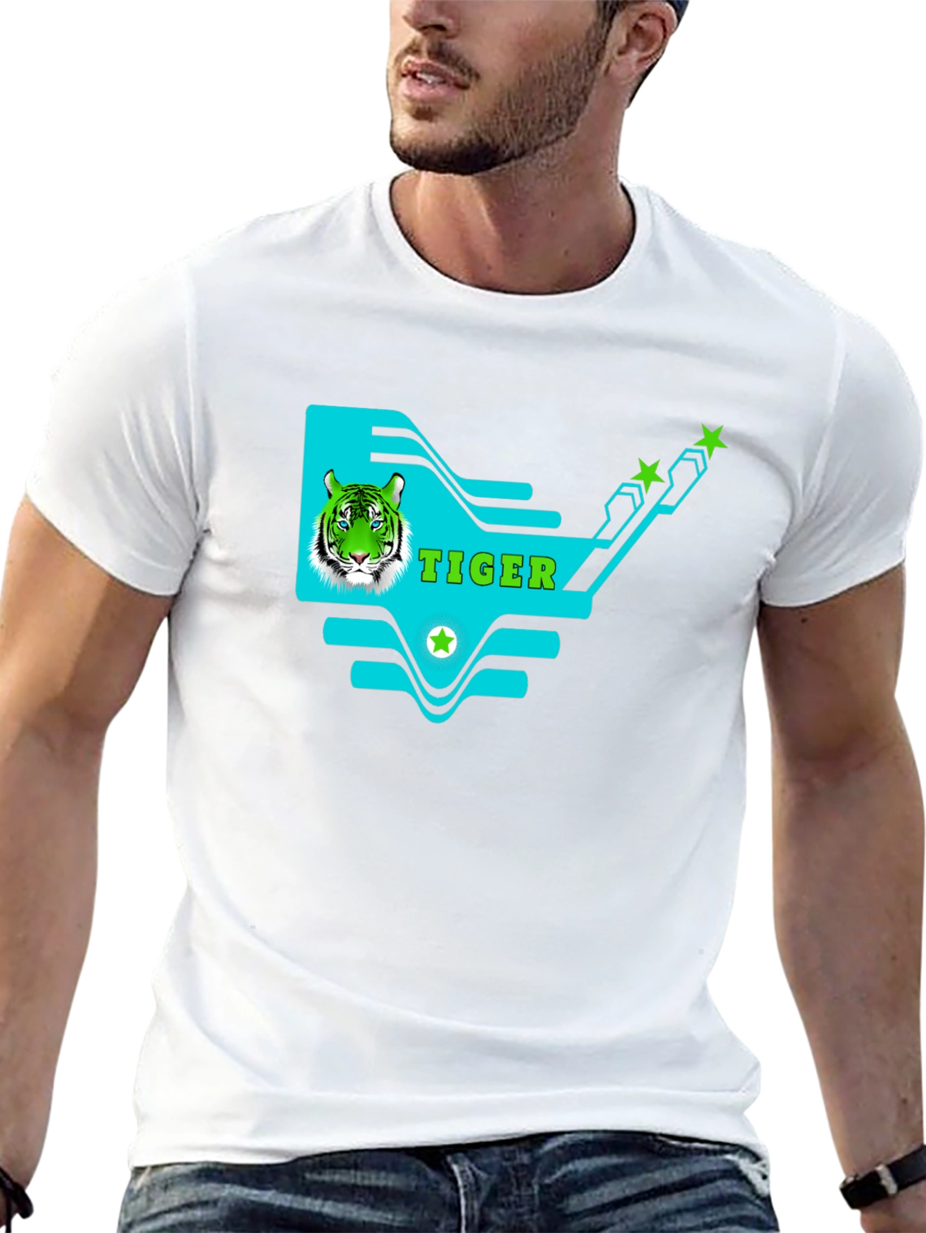 Tiger Graphic Print T-Shirt - Black
