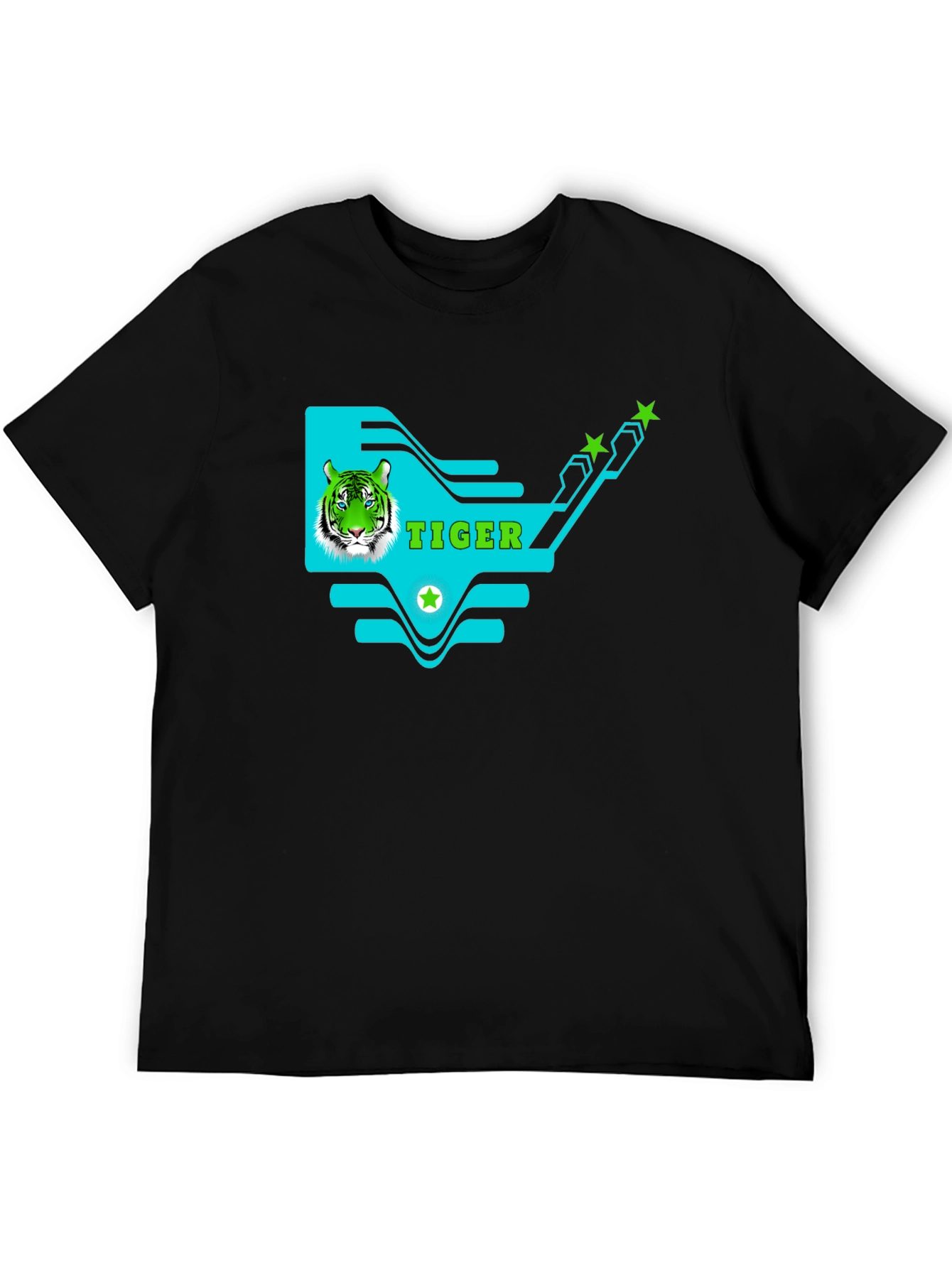 Tiger Graphic Print T-Shirt - Black