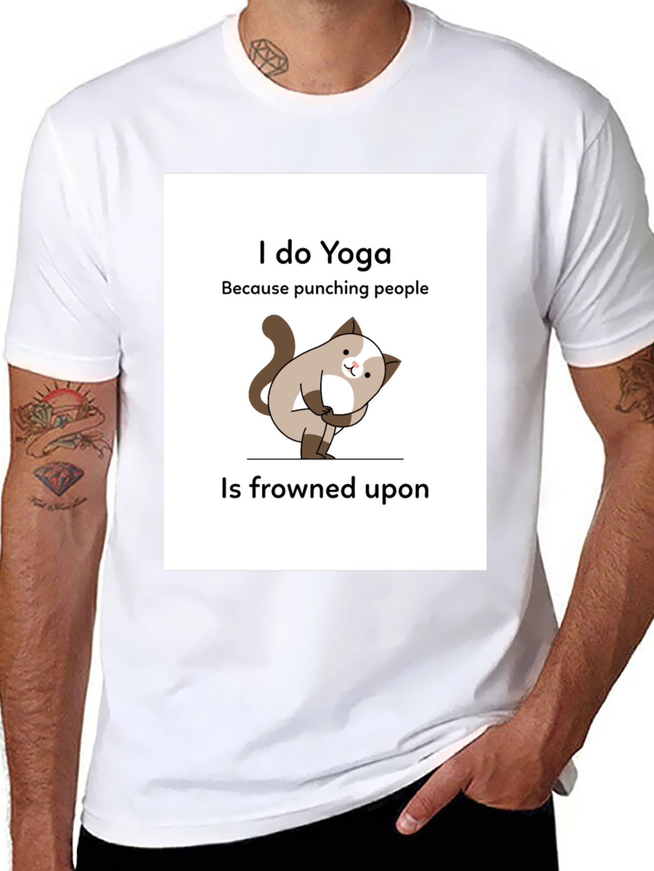 Funny Yoga Cat T-Shirt: I Do Yoga
