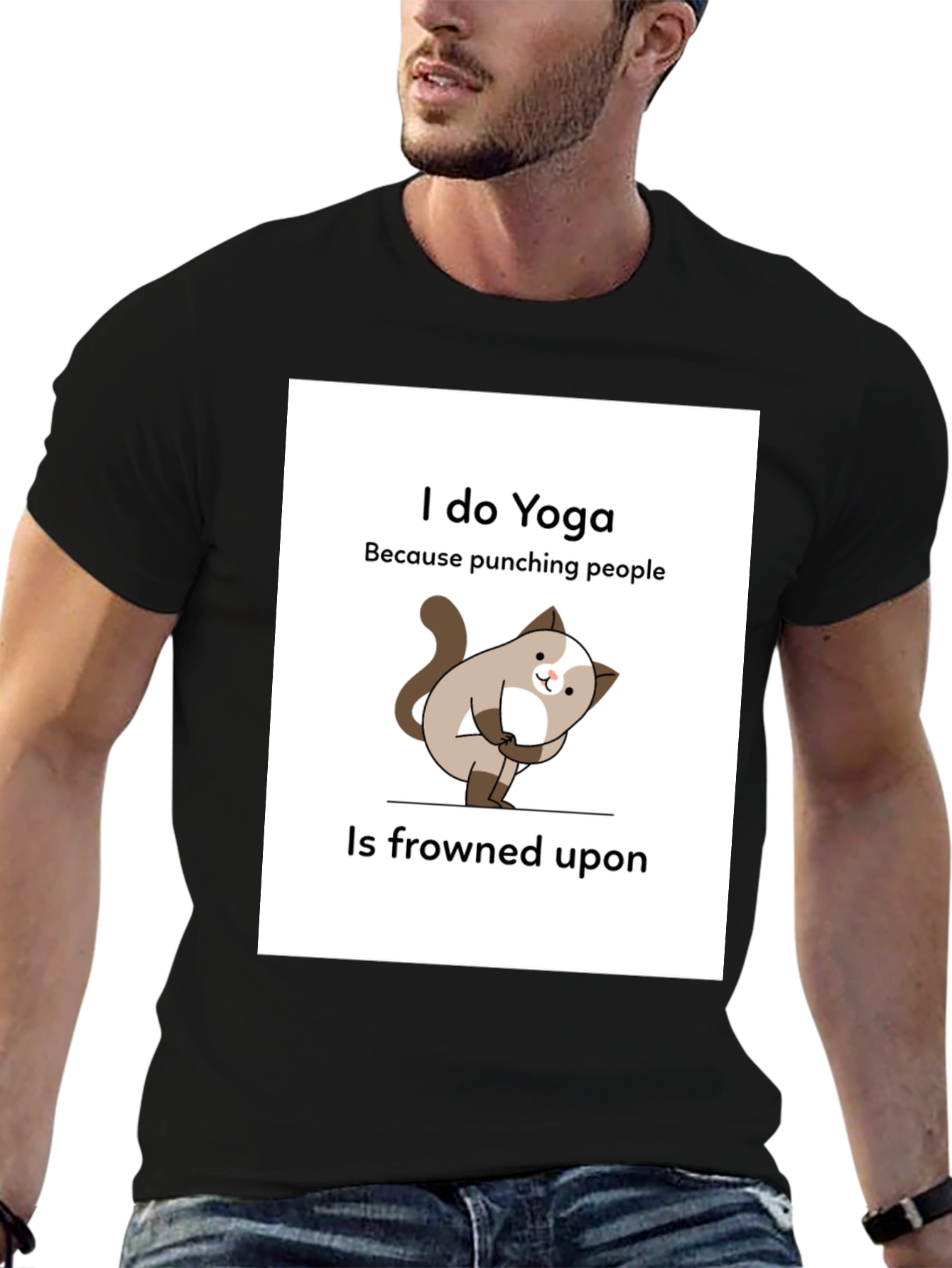 Funny Yoga Cat T-Shirt: I Do Yoga