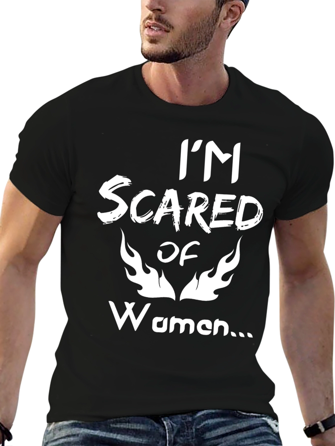 Im Scared of Women Black Graphic Tee