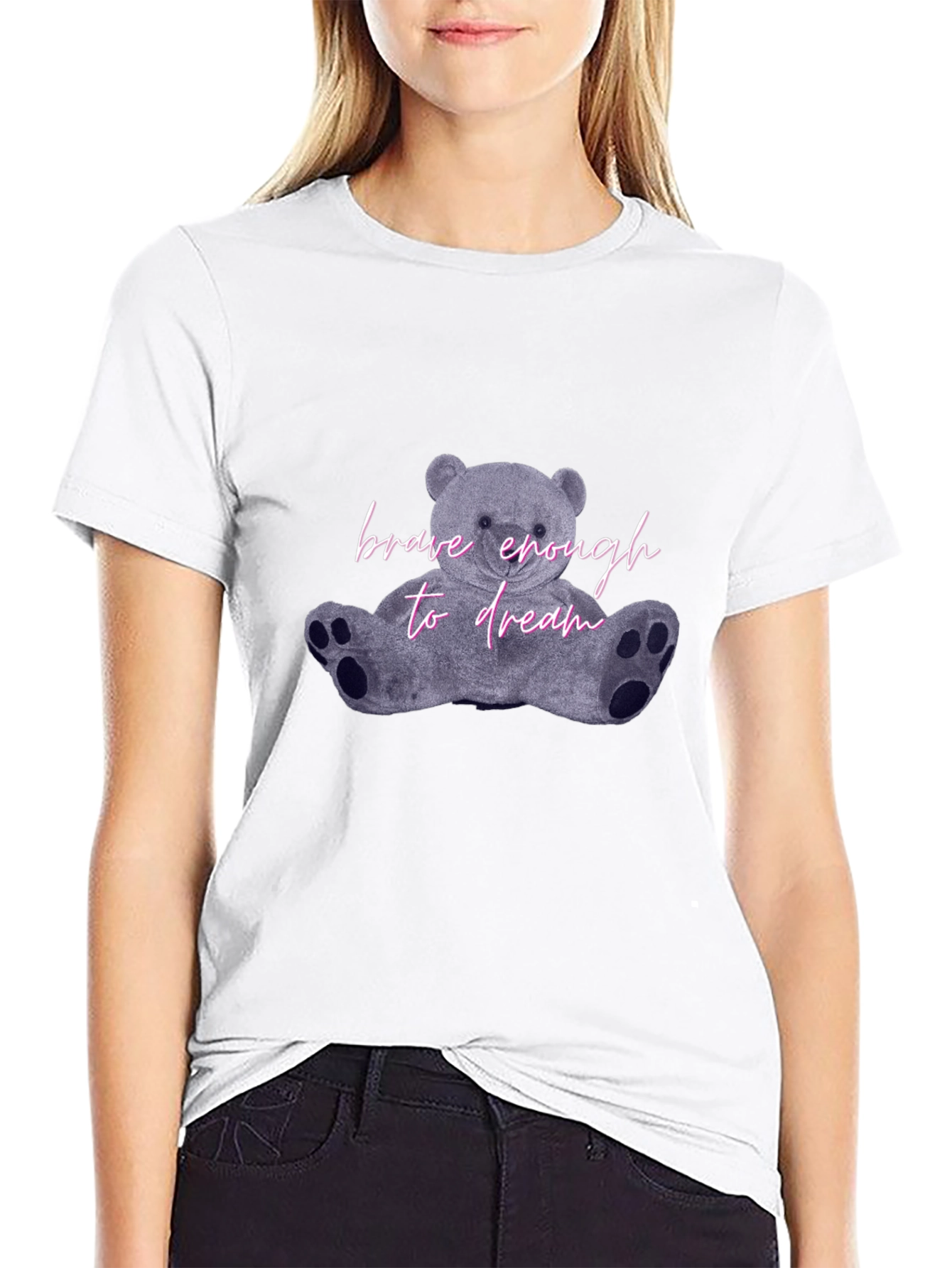 Brave Enough to Dream Bear Graphic Tee - Black