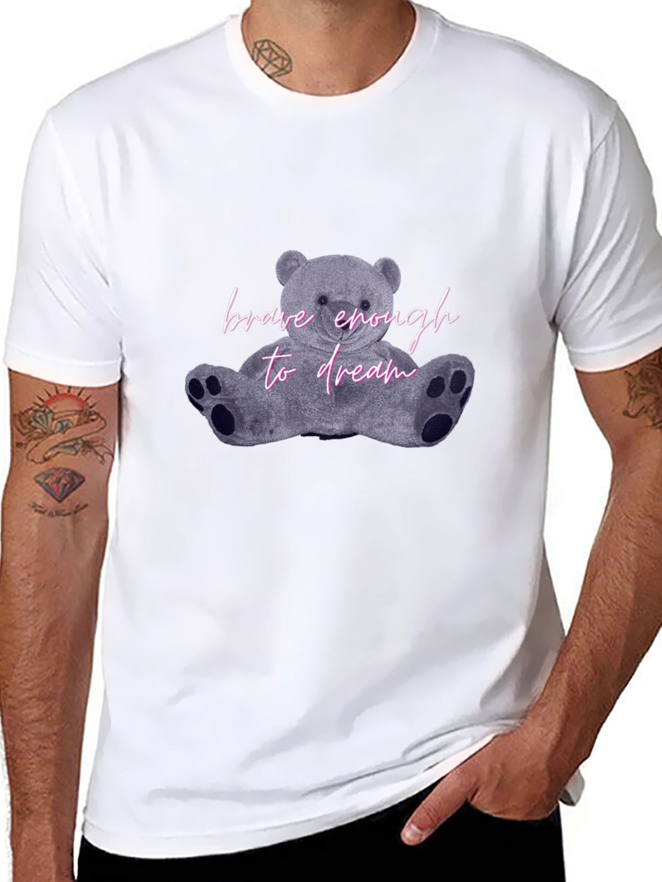 Brave Enough to Dream Bear Graphic Tee - Black