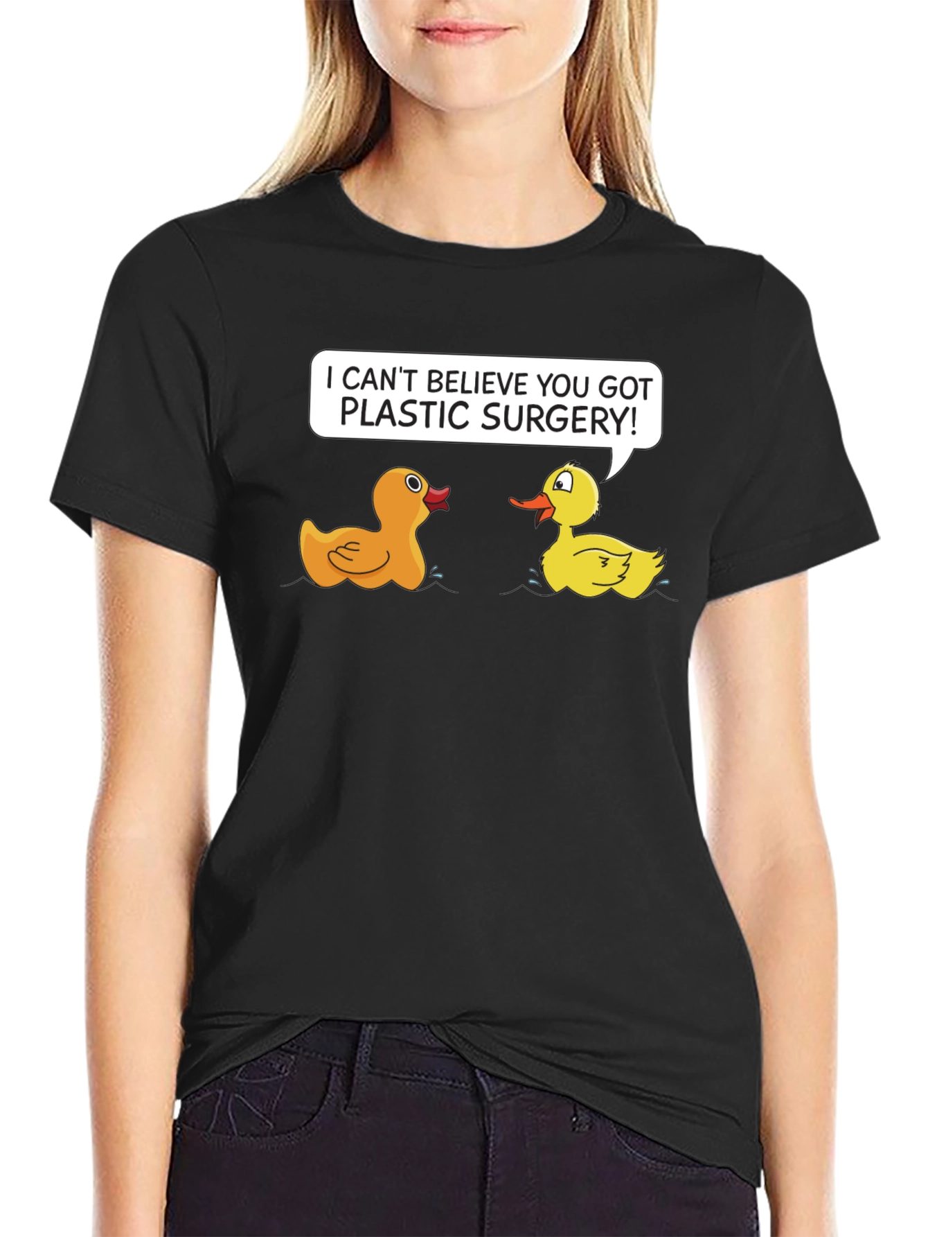 Funny Plastic Surgery Duck Cartoon Graphic T-Shirt