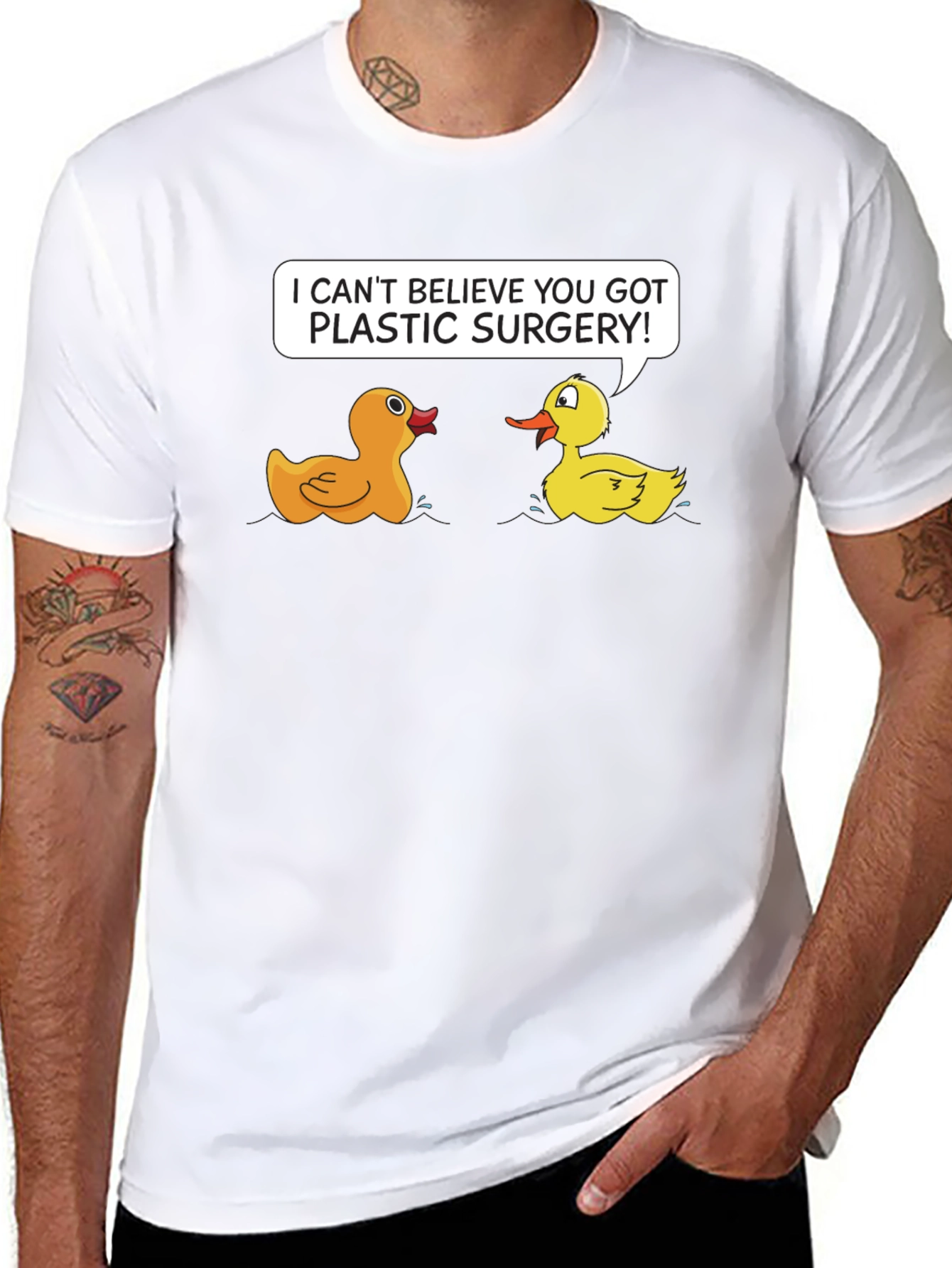 Funny Plastic Surgery Duck Cartoon Graphic T-Shirt