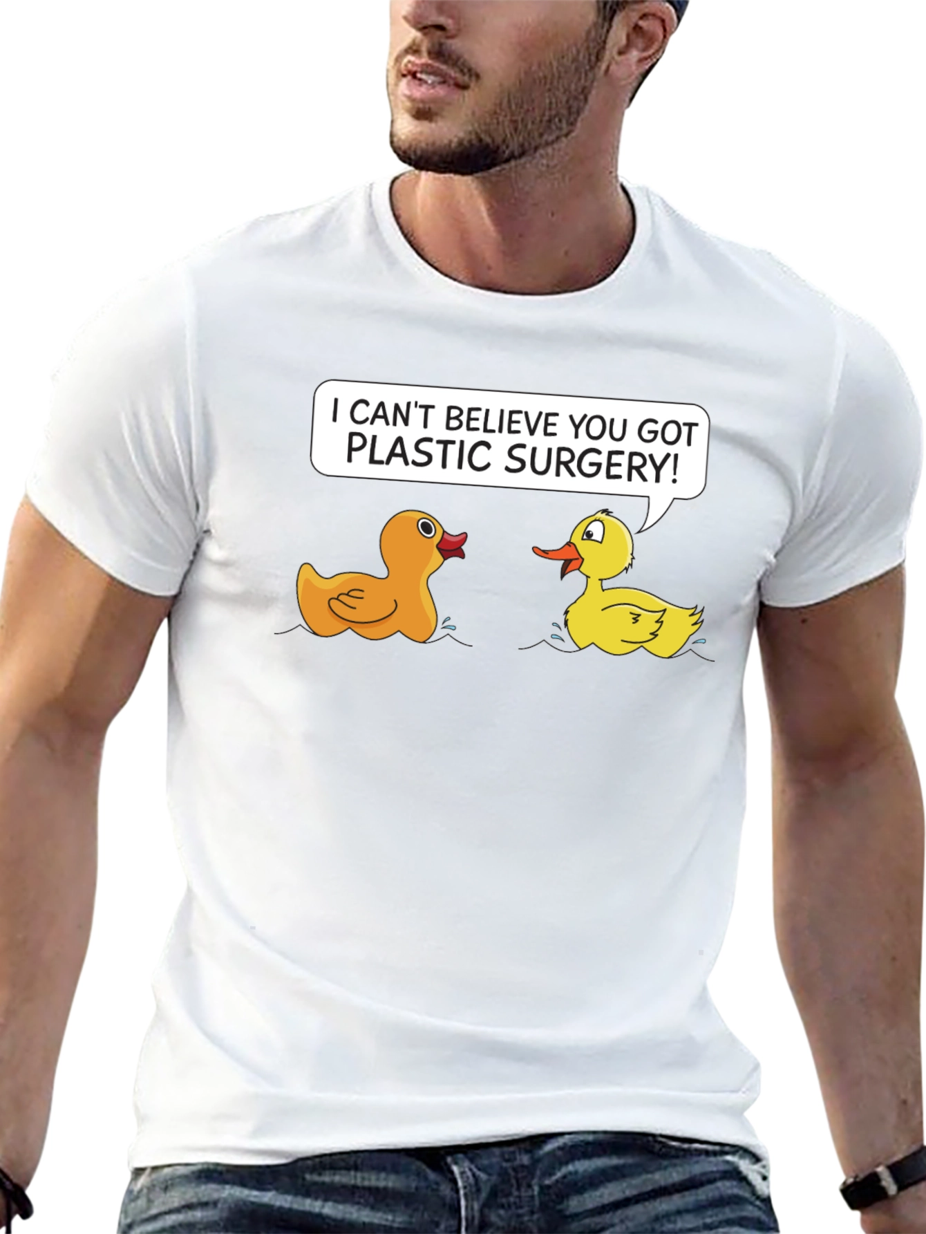 Funny Plastic Surgery Duck Cartoon Graphic T-Shirt