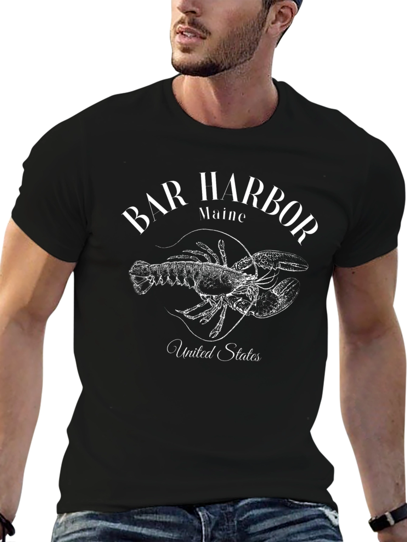 Bar Harbor Maine Lobster Graphic Tee - Black