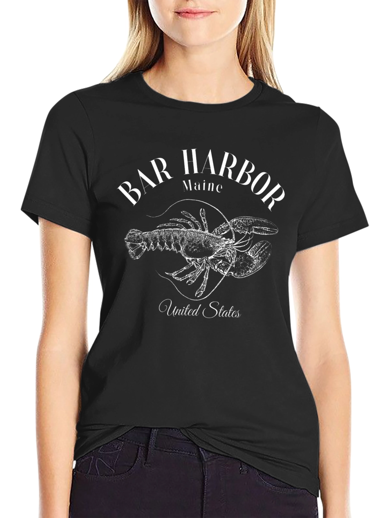 Bar Harbor Maine Lobster Graphic Tee - Black