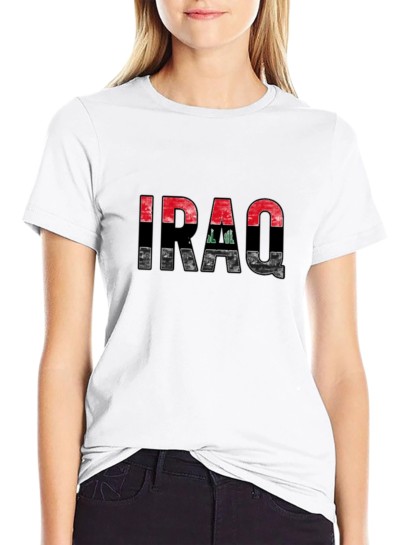 Iraq Flag Graphic Black T-Shirt