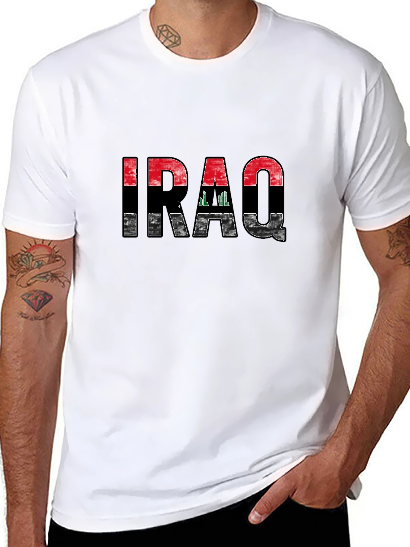 Iraq Flag Graphic Black T-Shirt