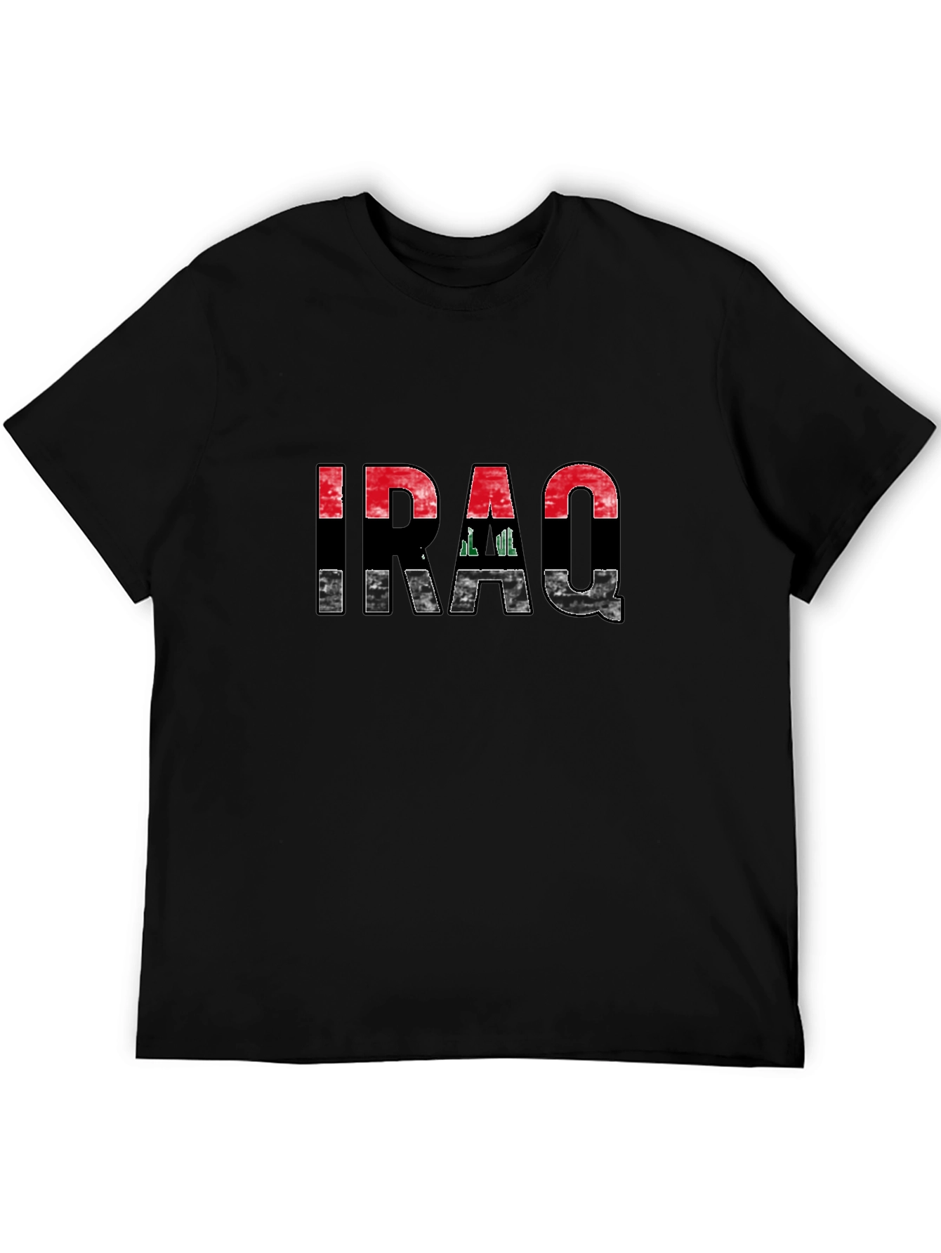Iraq Flag Graphic Black T-Shirt