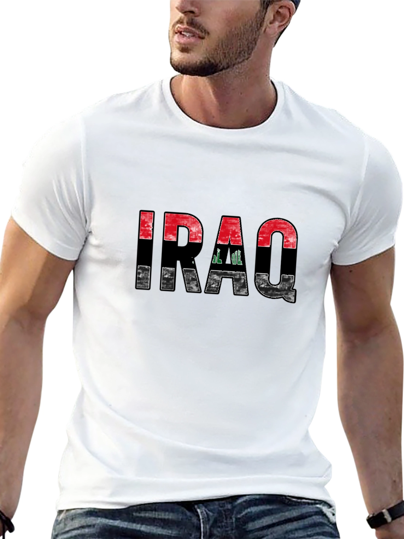 Iraq Flag Graphic Black T-Shirt