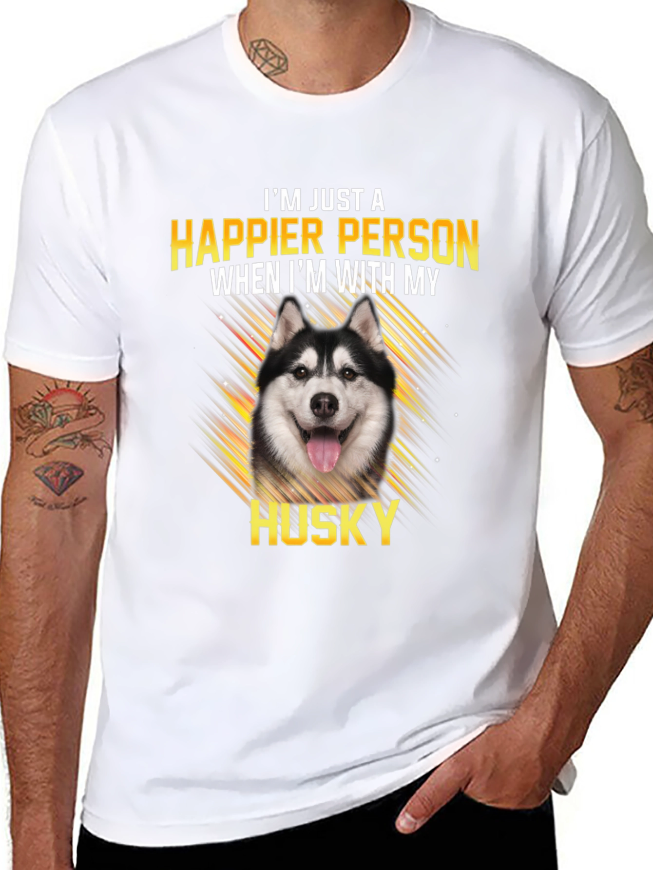 Happier with My Husky Black T-Shirt