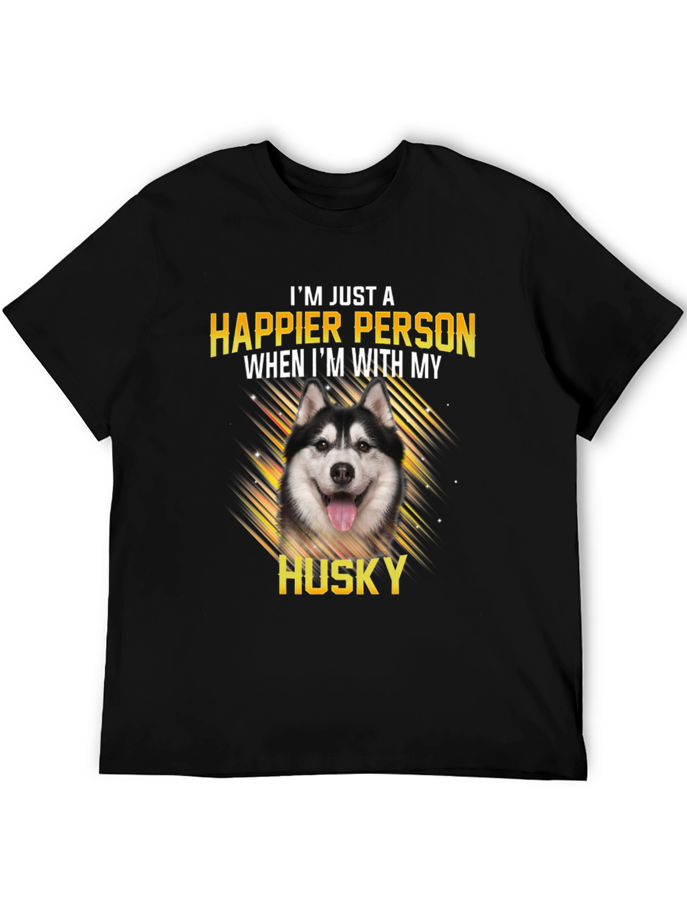 Happier with My Husky Black T-Shirt