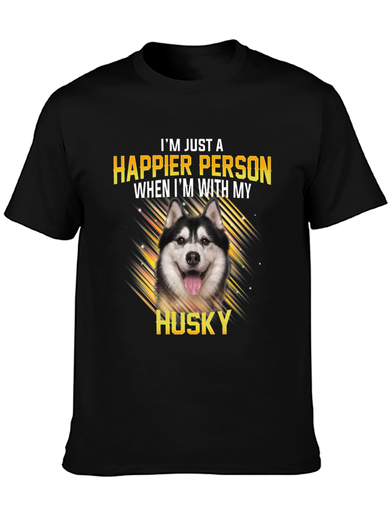 Happier with My Husky Black T-Shirt