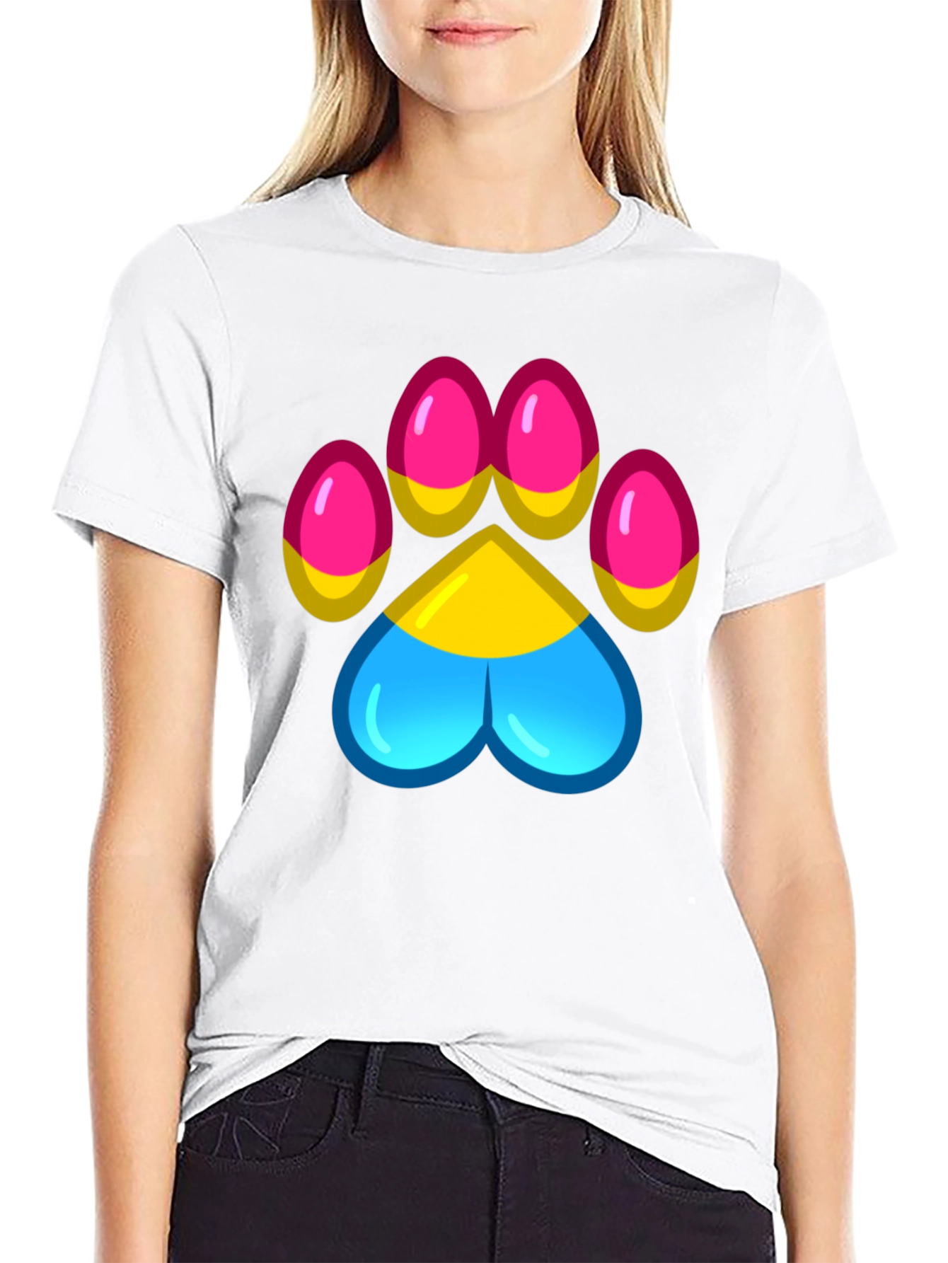 Pansexual Pride Paw Print T-Shirt