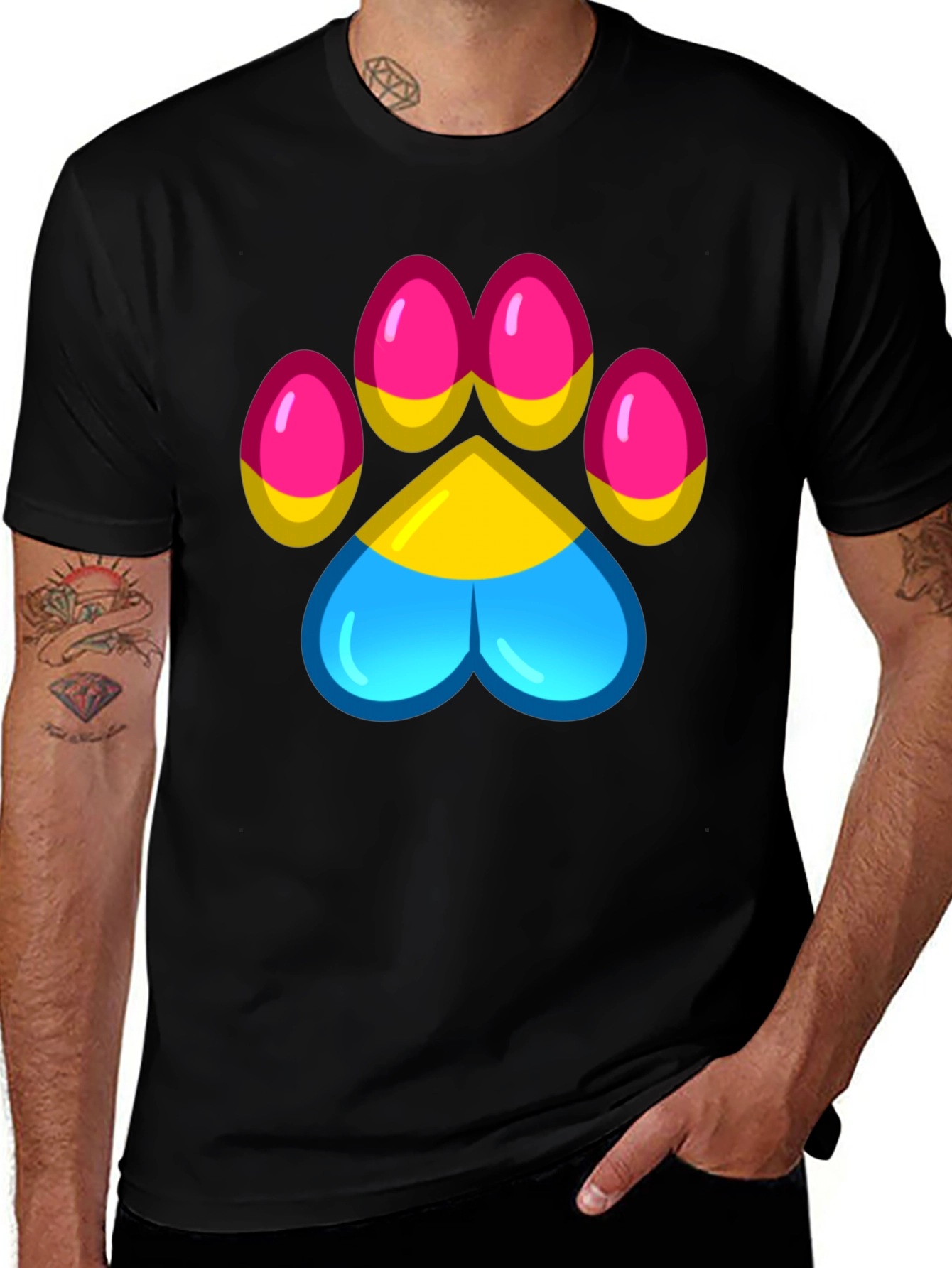 Pansexual Pride Paw Print T-Shirt