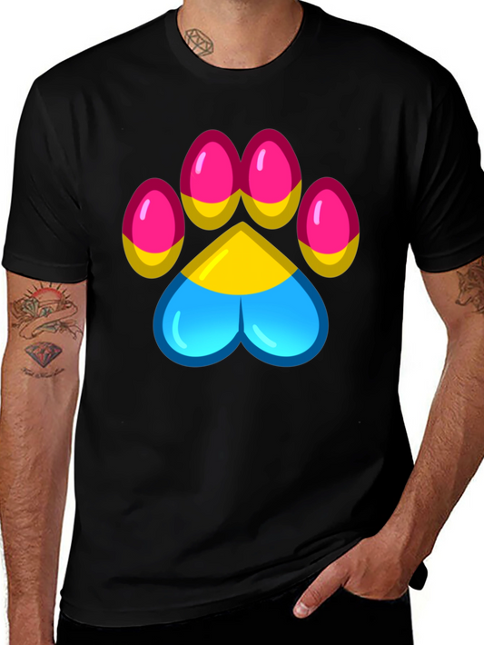 Pansexual Pride Paw Print T-Shirt