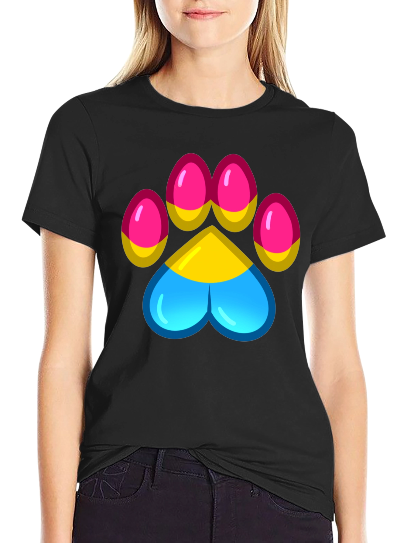 Pansexual Pride Paw Print T-Shirt
