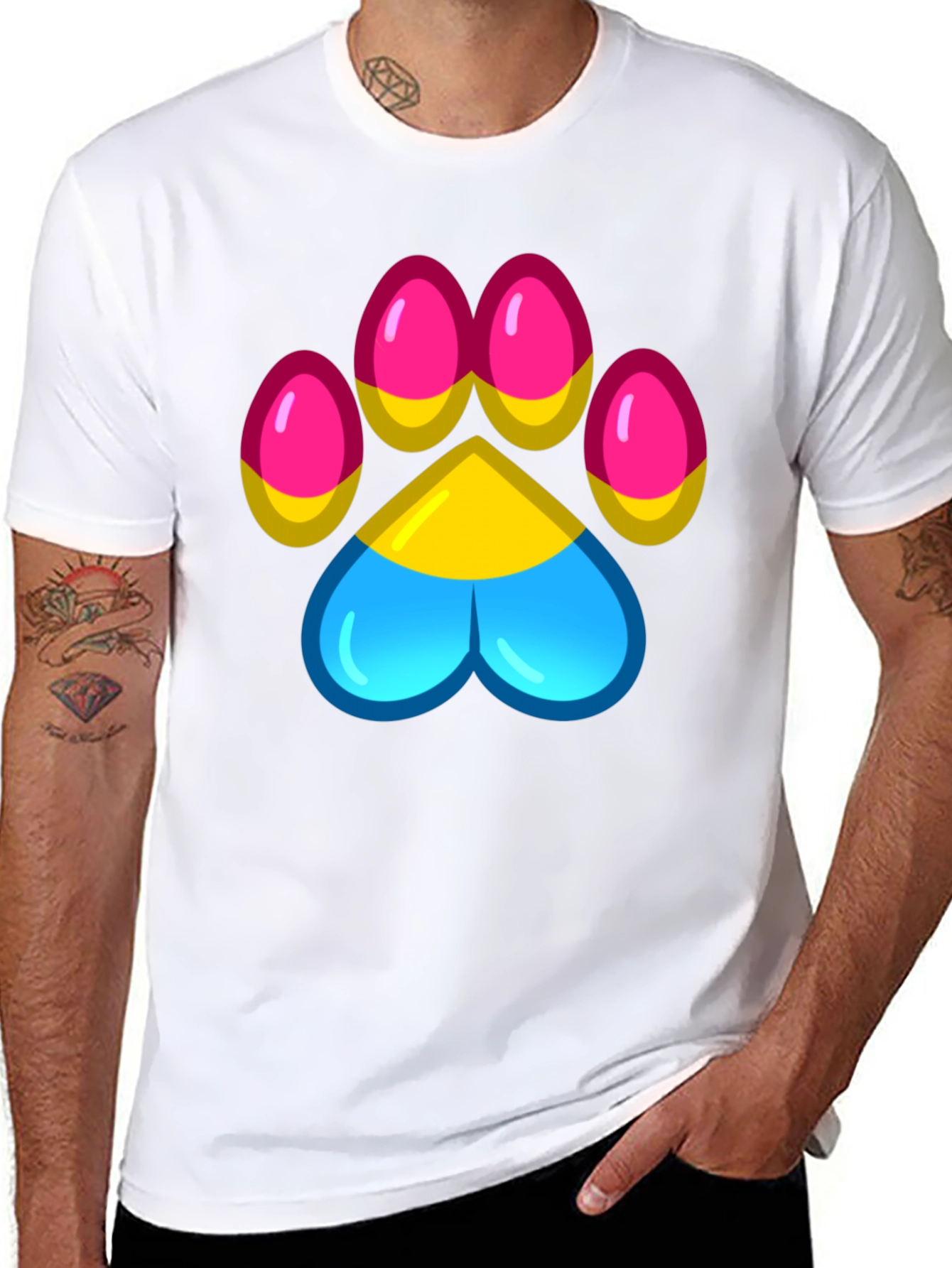 Pansexual Pride Paw Print T-Shirt