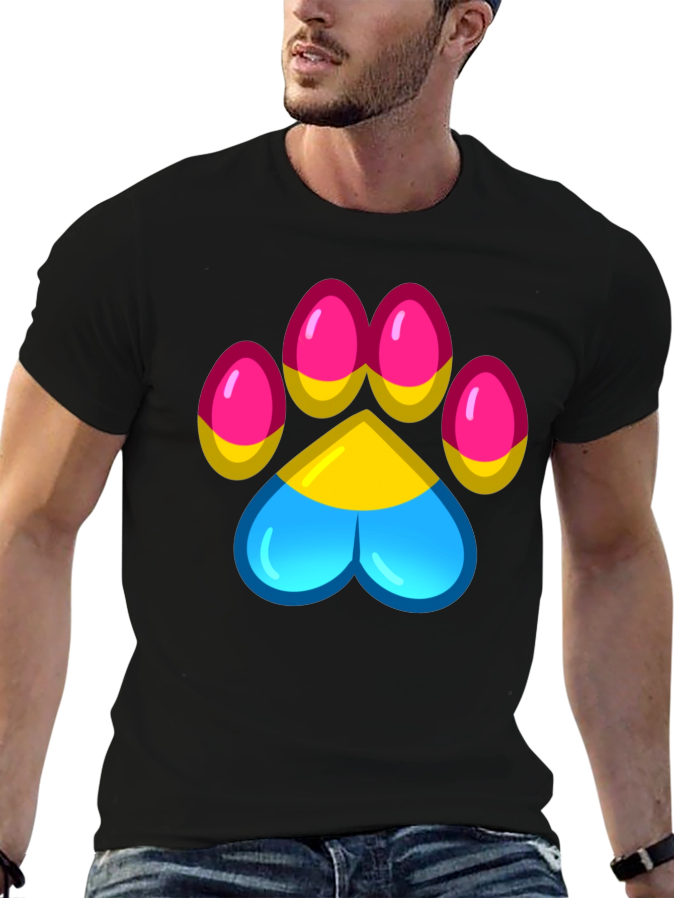 Pansexual Pride Paw Print T-Shirt