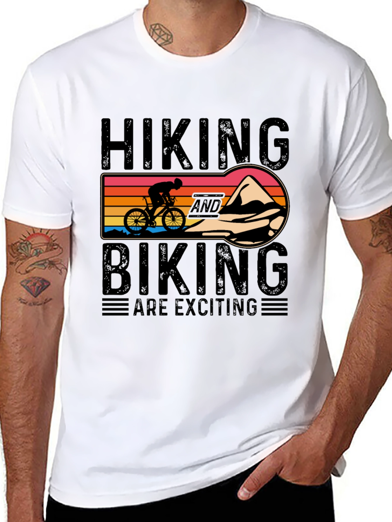 Hiking and Biking Are Exciting Graphic Tee