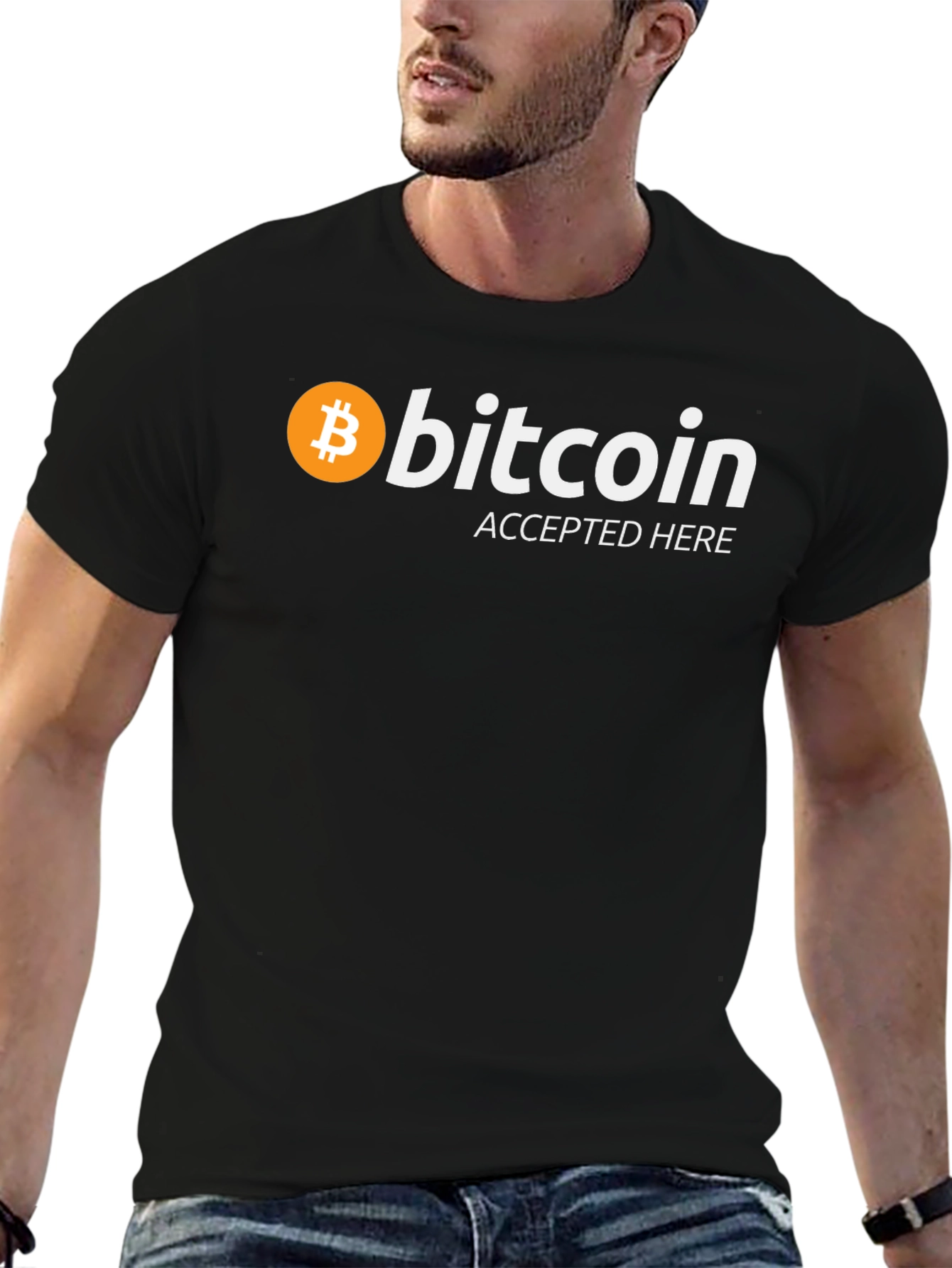 Bitcoin Accepted Here Black T-Shirt - Crypto Tee