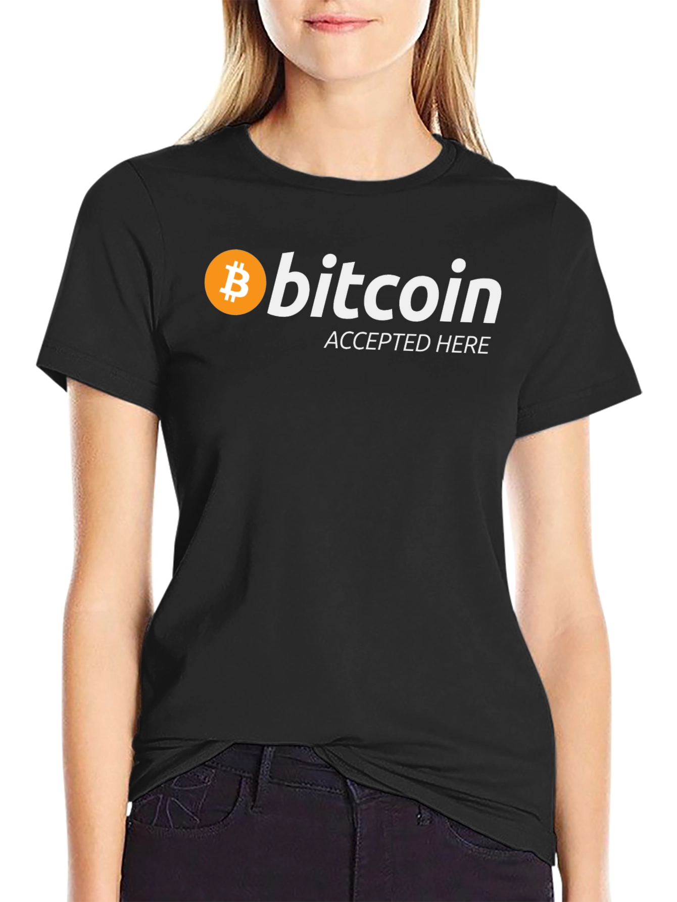 Bitcoin Accepted Here Black T-Shirt - Crypto Tee