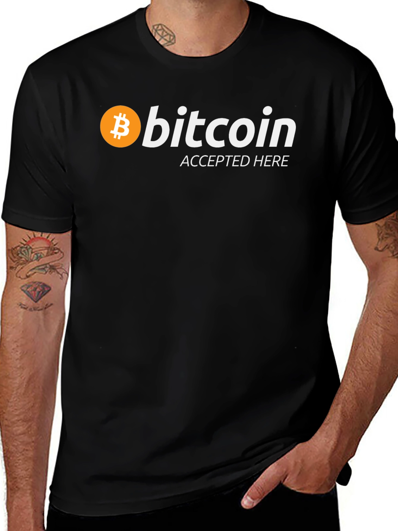 Bitcoin Accepted Here Black T-Shirt - Crypto Tee