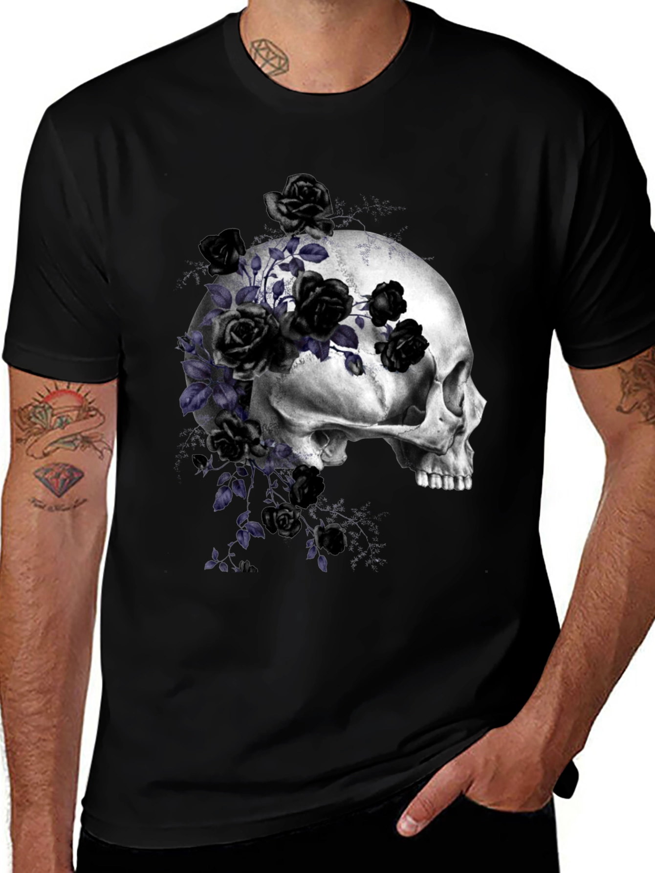 Skull and Roses Graphic T-Shirt