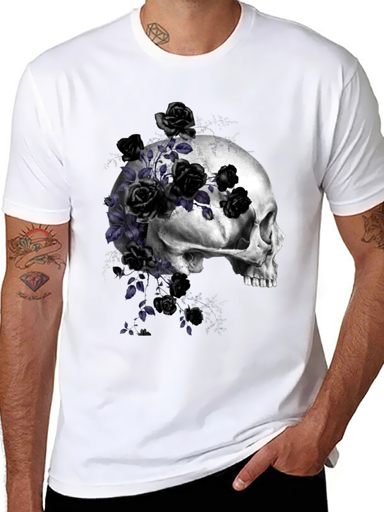 Skull and Roses Graphic T-Shirt
