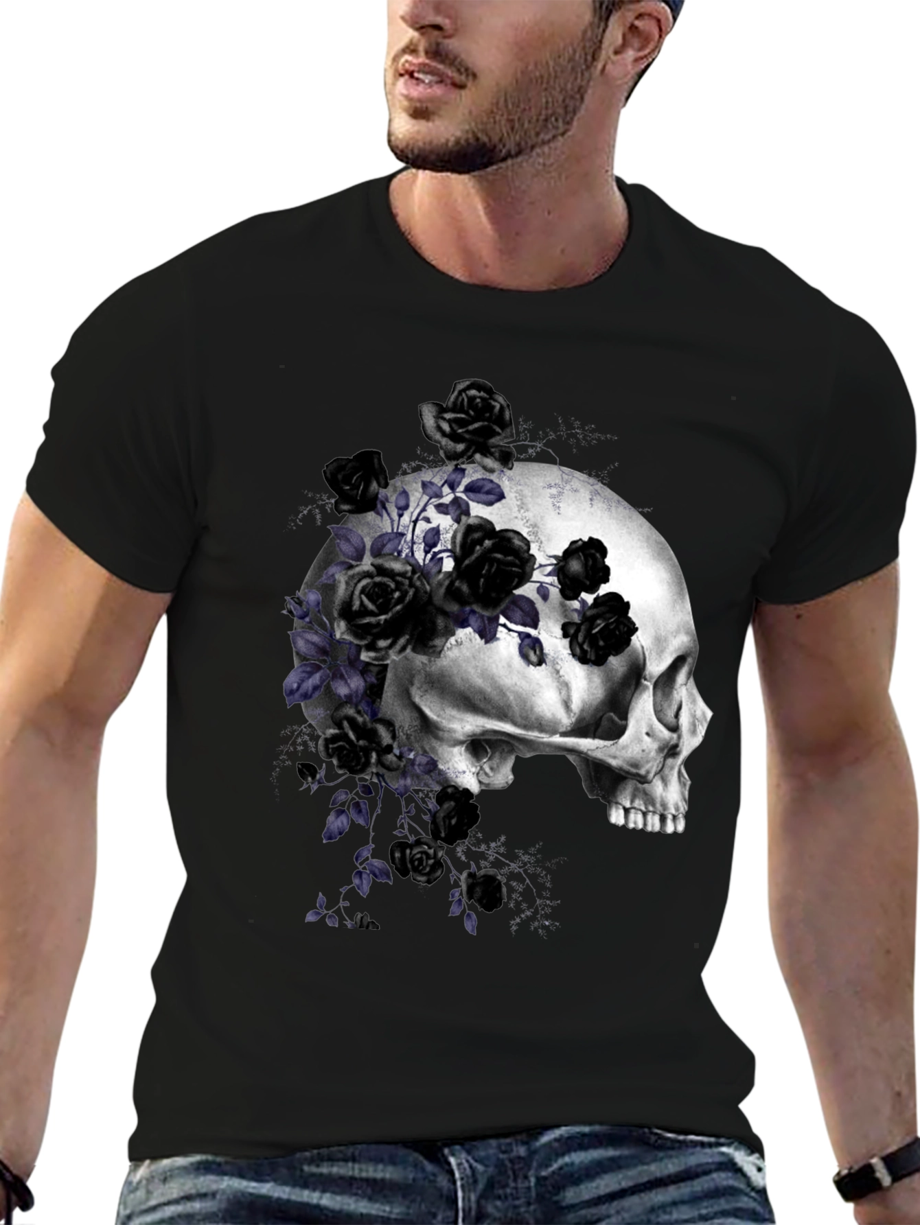 Skull and Roses Graphic T-Shirt