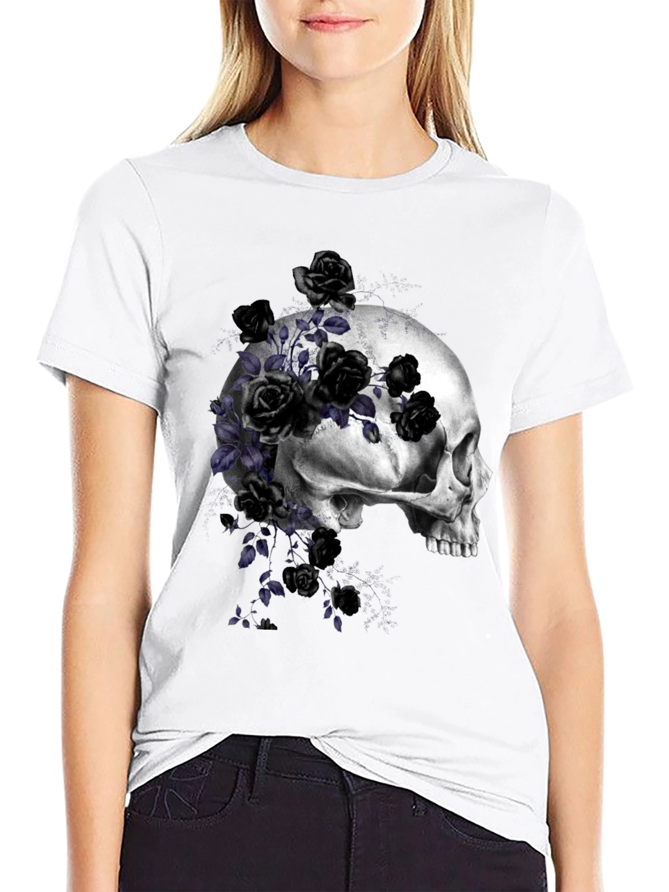 Skull and Roses Graphic T-Shirt