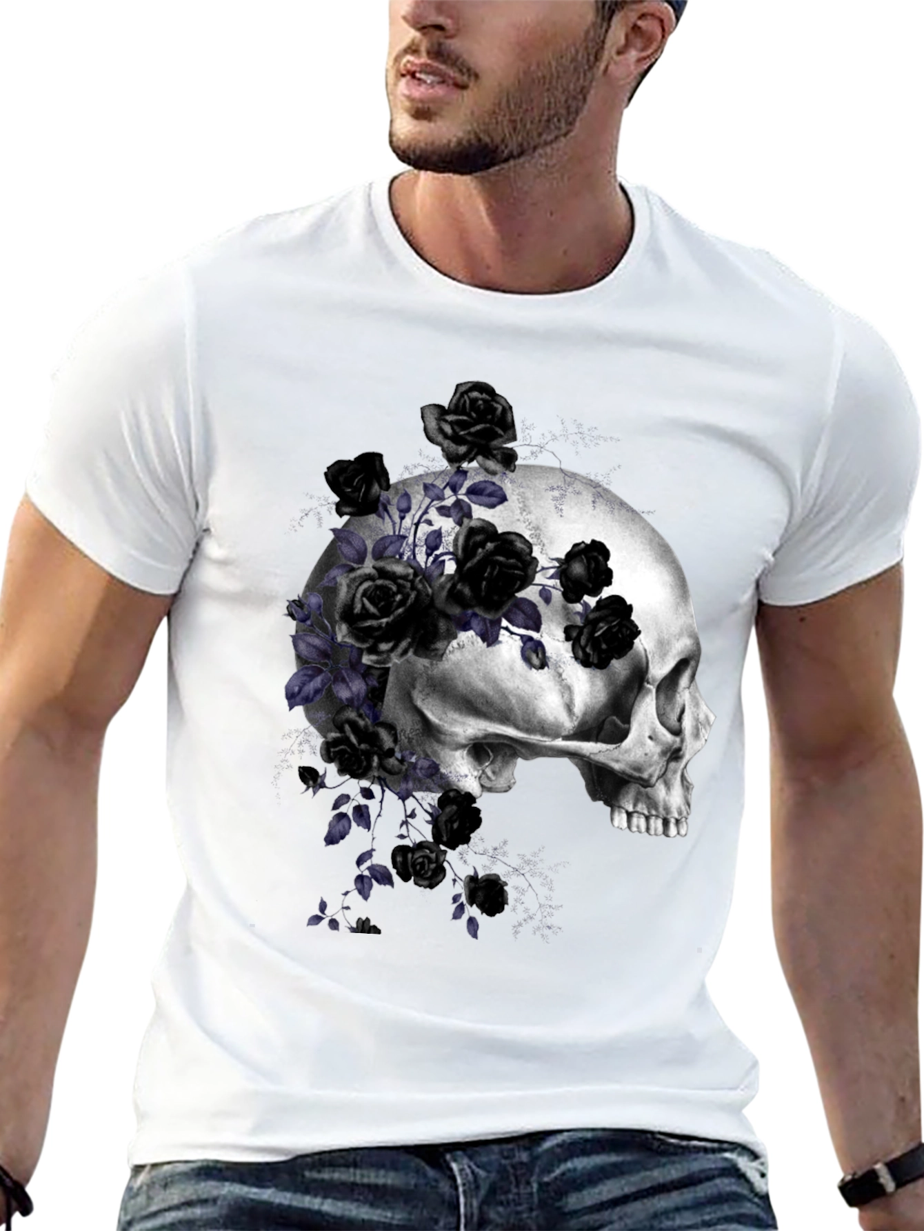 Skull and Roses Graphic T-Shirt