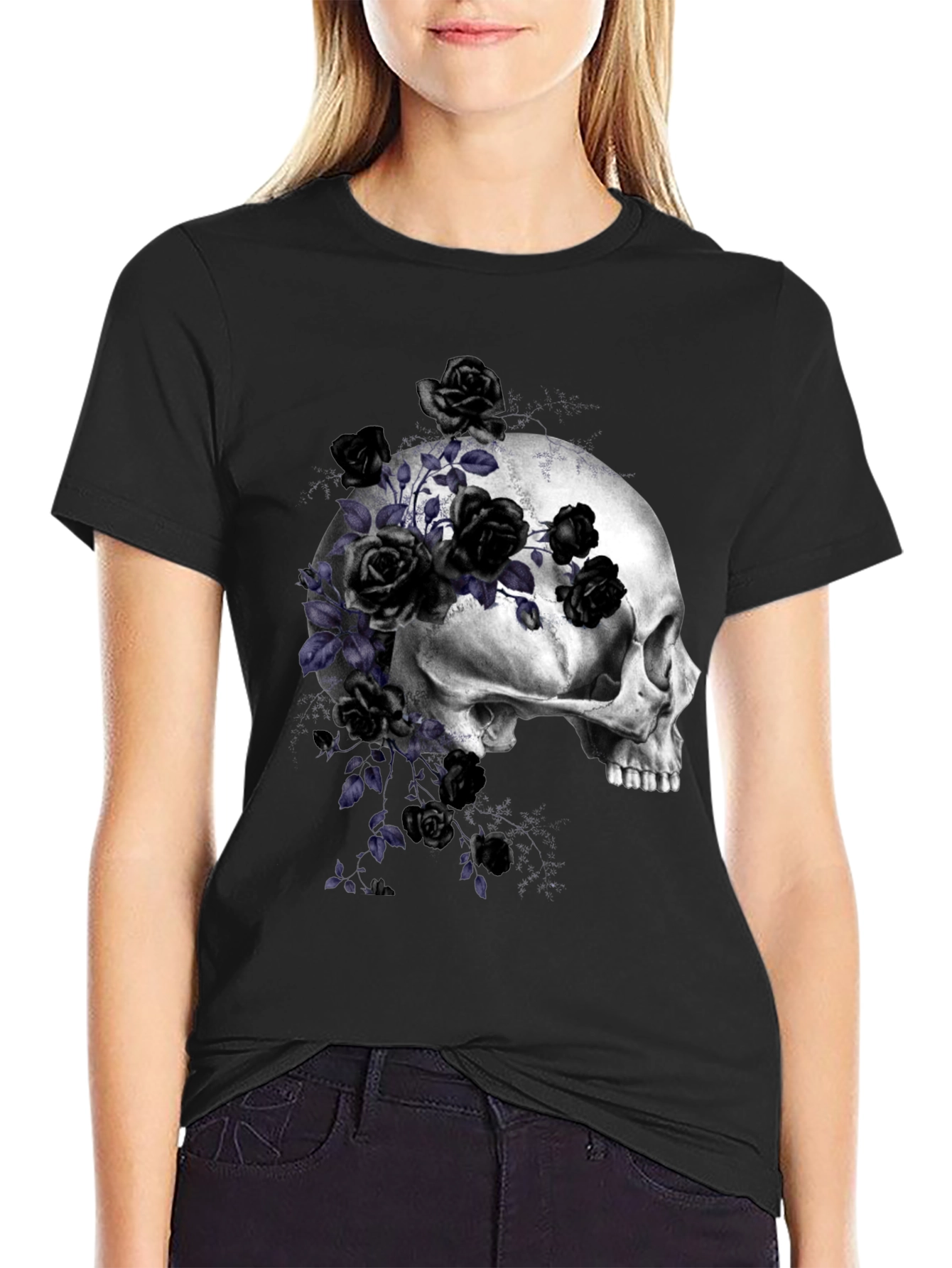Skull and Roses Graphic T-Shirt