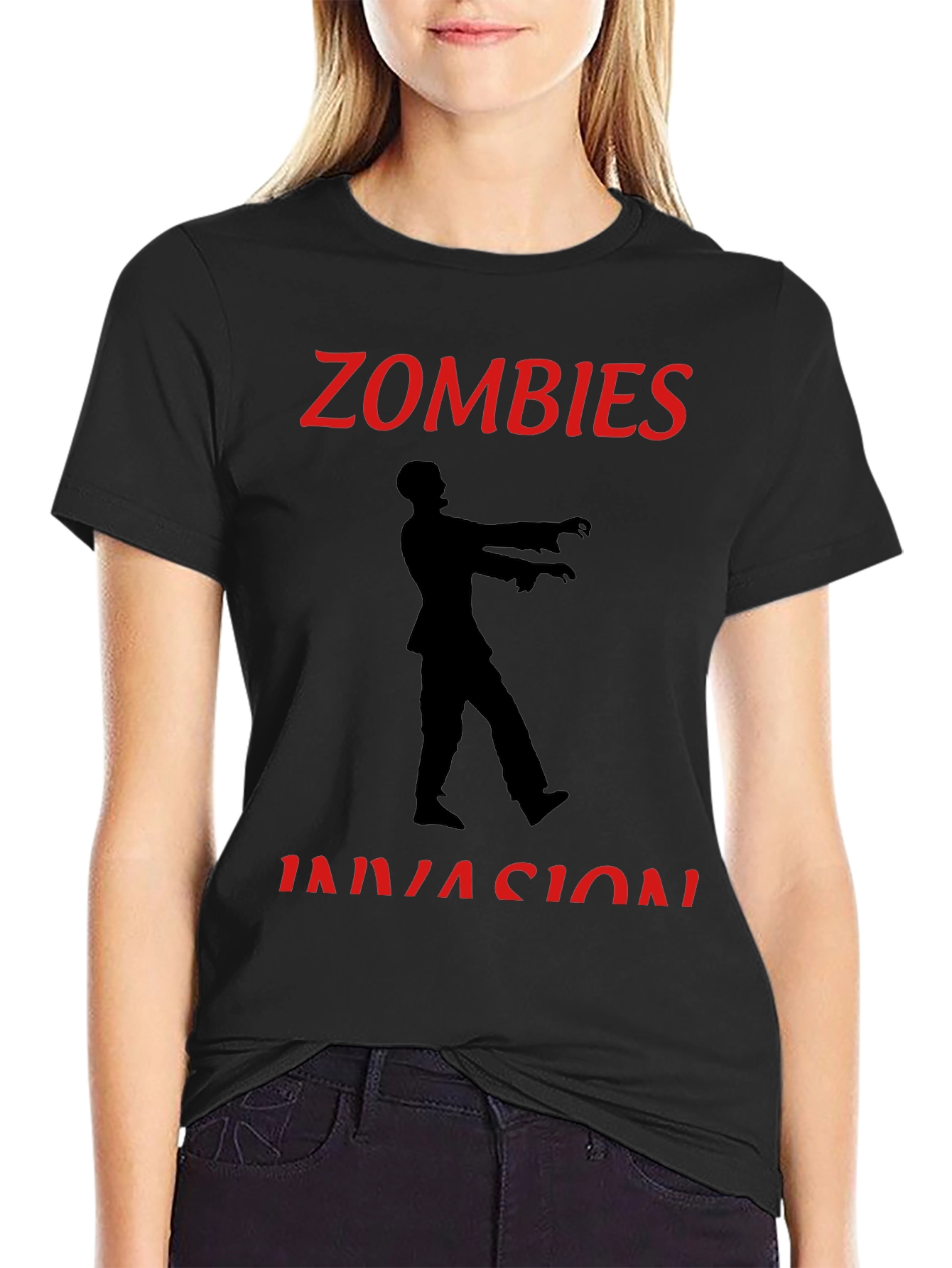 Zombie Invasion Graphic Tee - Black Crew Neck