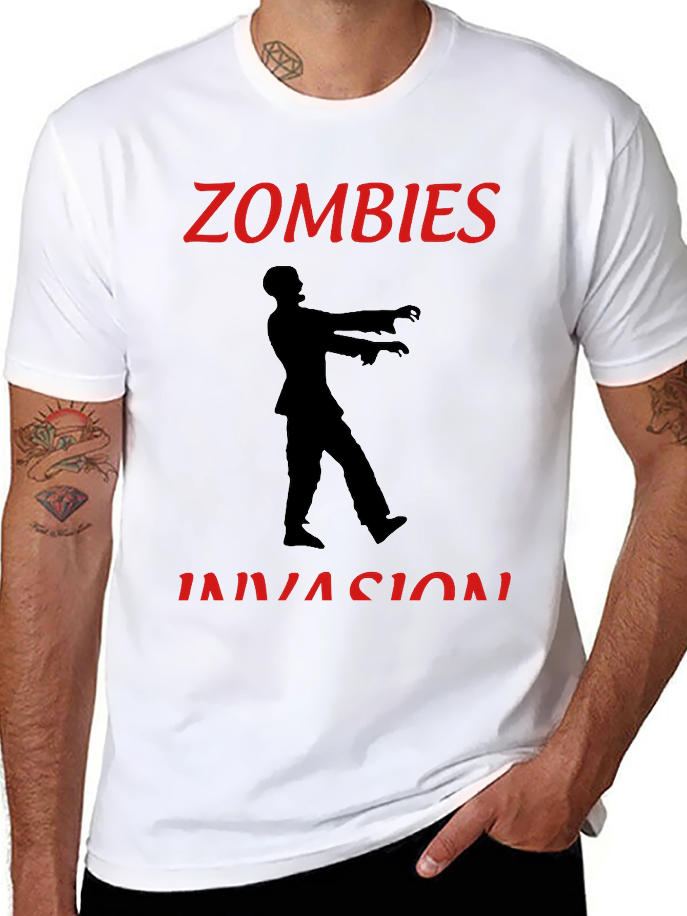 Zombie Invasion Graphic Tee - Black Crew Neck