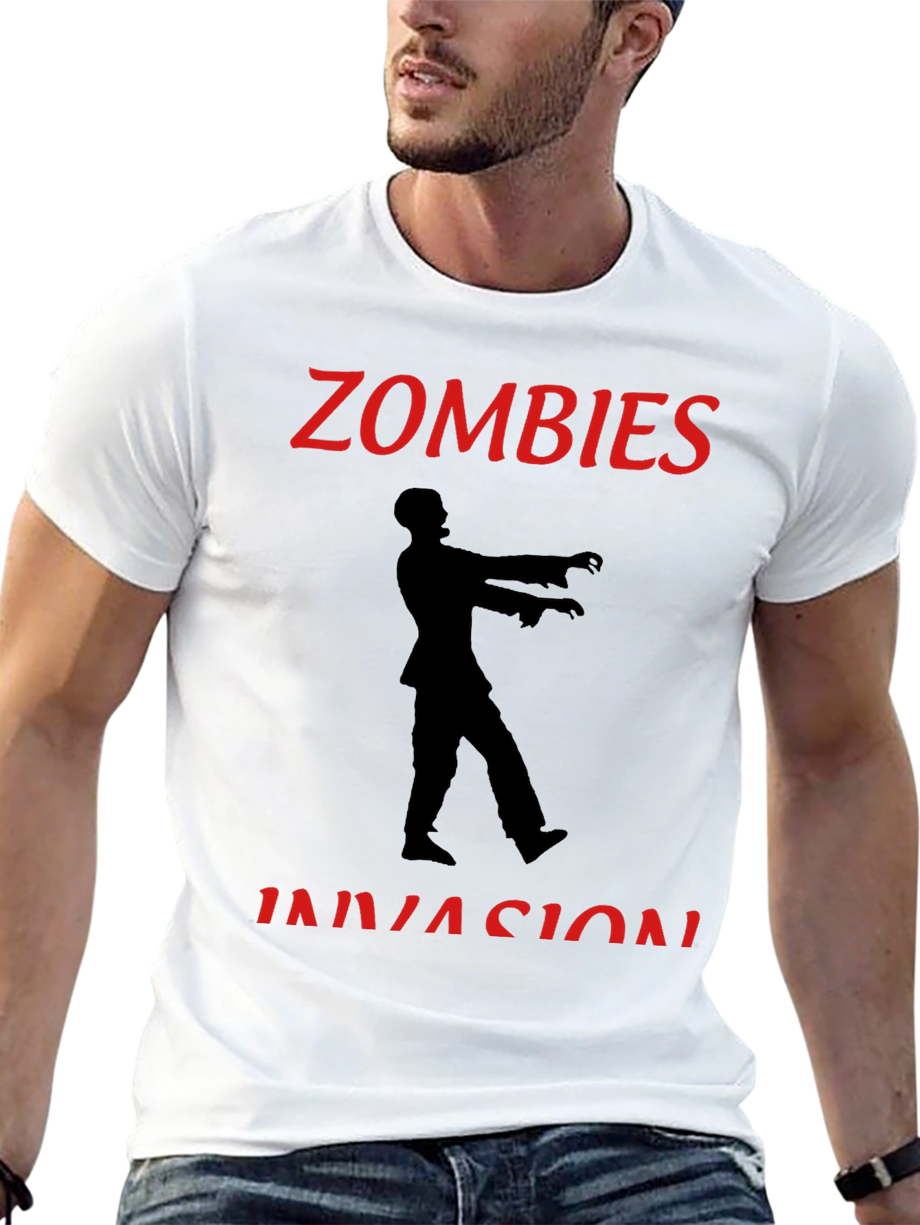 Zombie Invasion Graphic Tee - Black Crew Neck