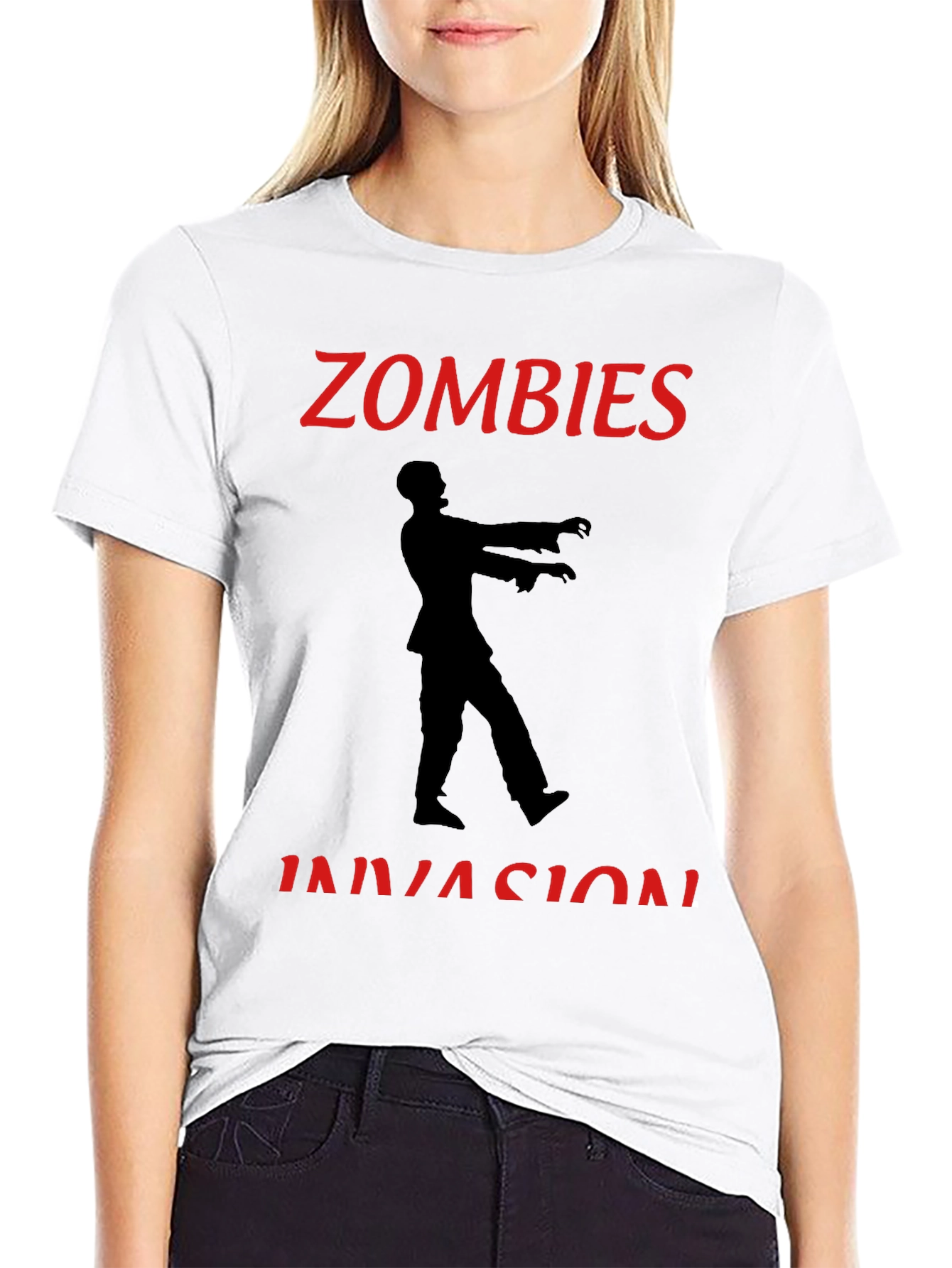 Zombie Invasion Graphic Tee - Black Crew Neck