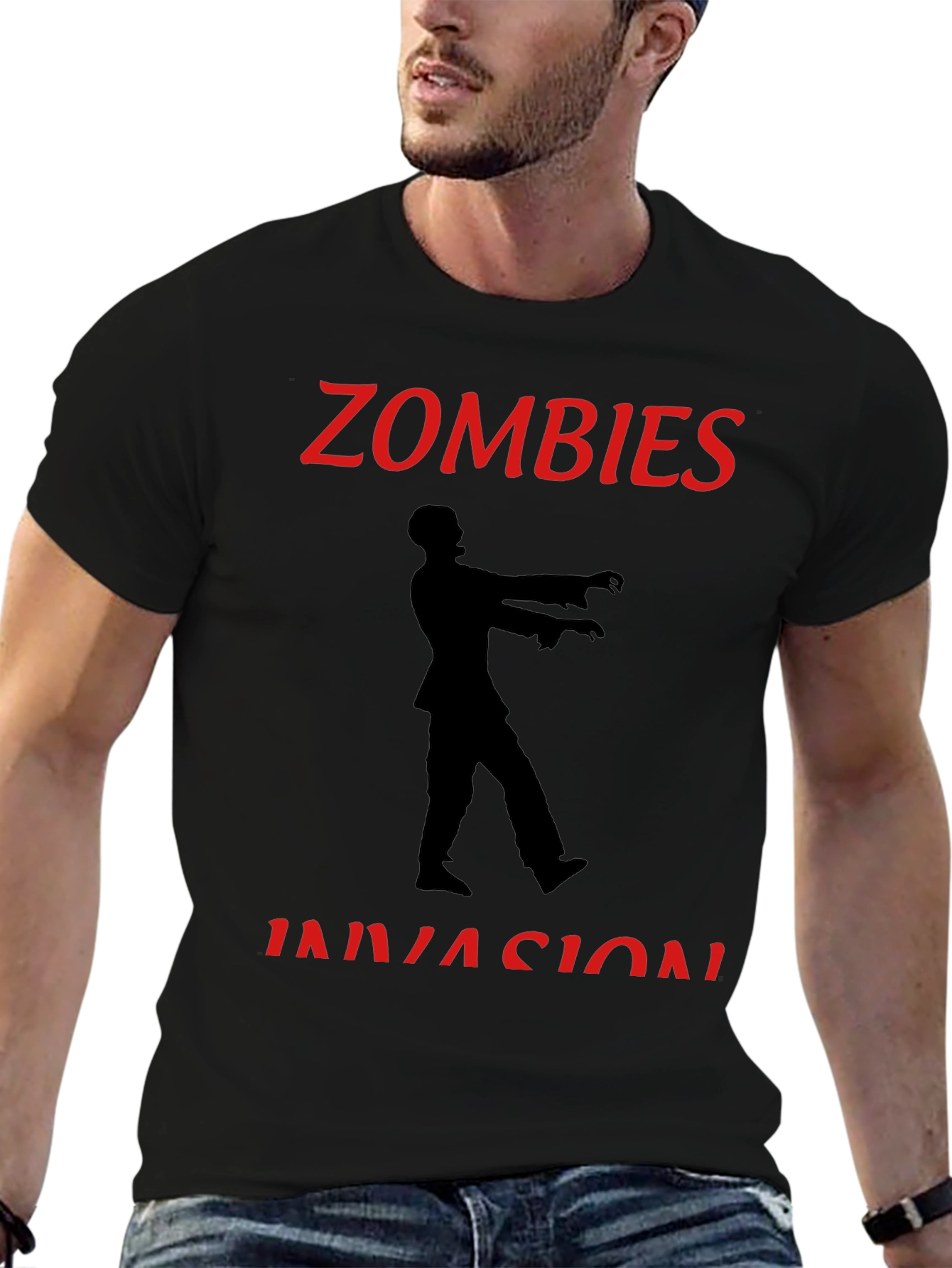 Zombie Invasion Graphic Tee - Black Crew Neck
