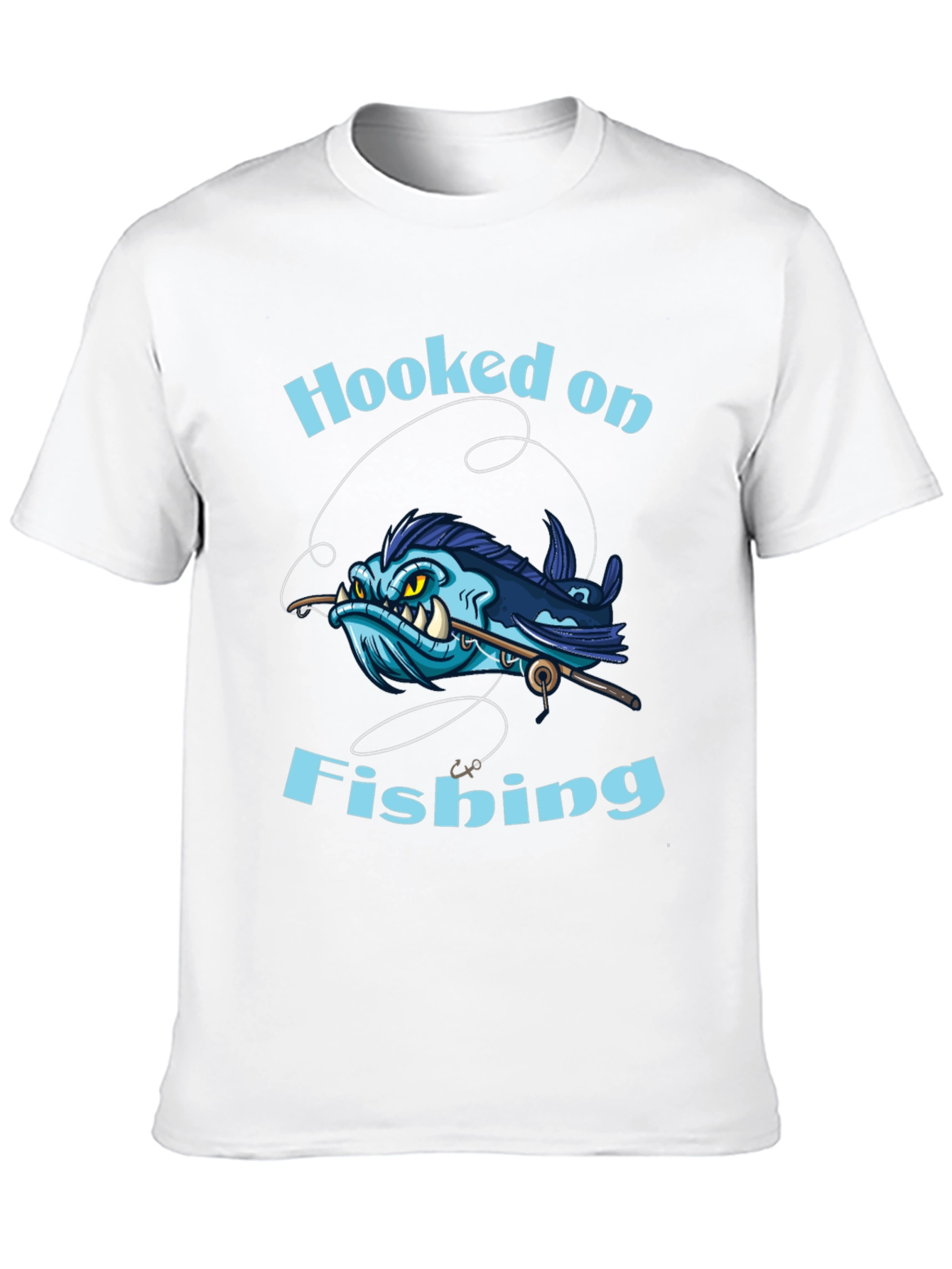 Hooked on Fishing T-Shirt - Black Cotton Tee