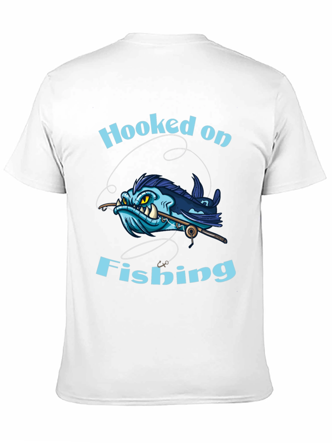 Hooked on Fishing T-Shirt - Black Cotton Tee