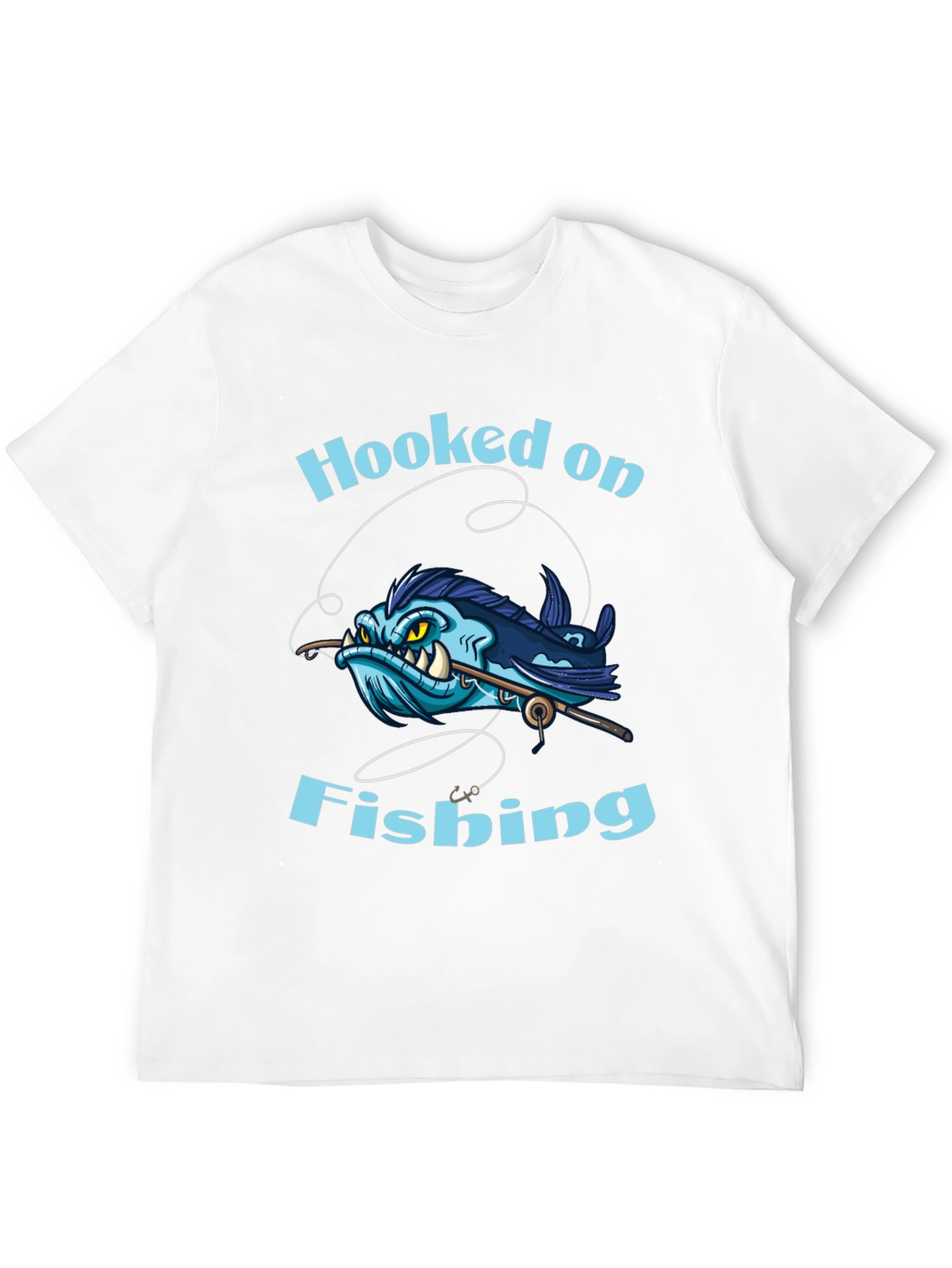 Hooked on Fishing T-Shirt - Black Cotton Tee