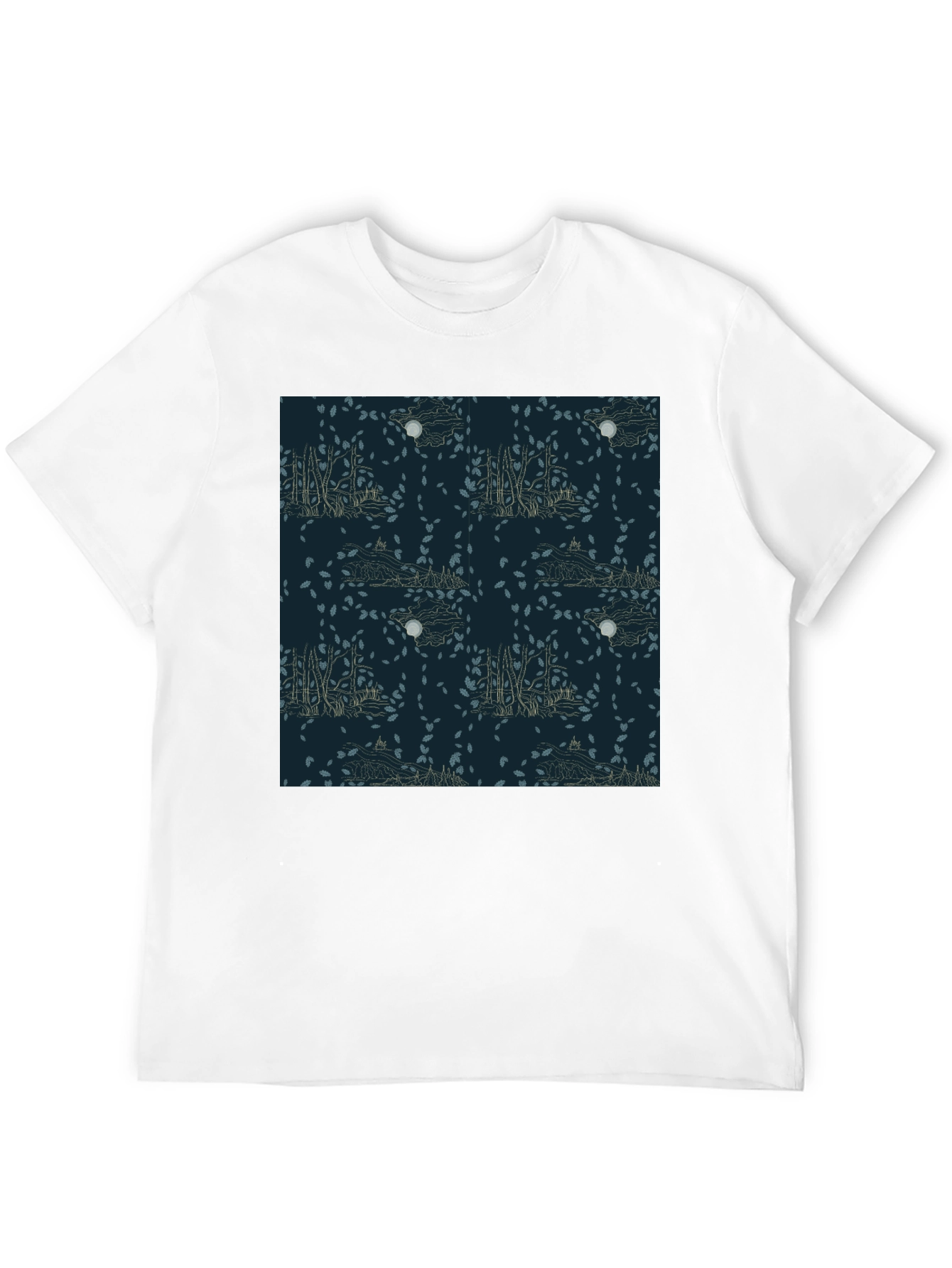 Mens Black T-Shirt with Nature Pattern