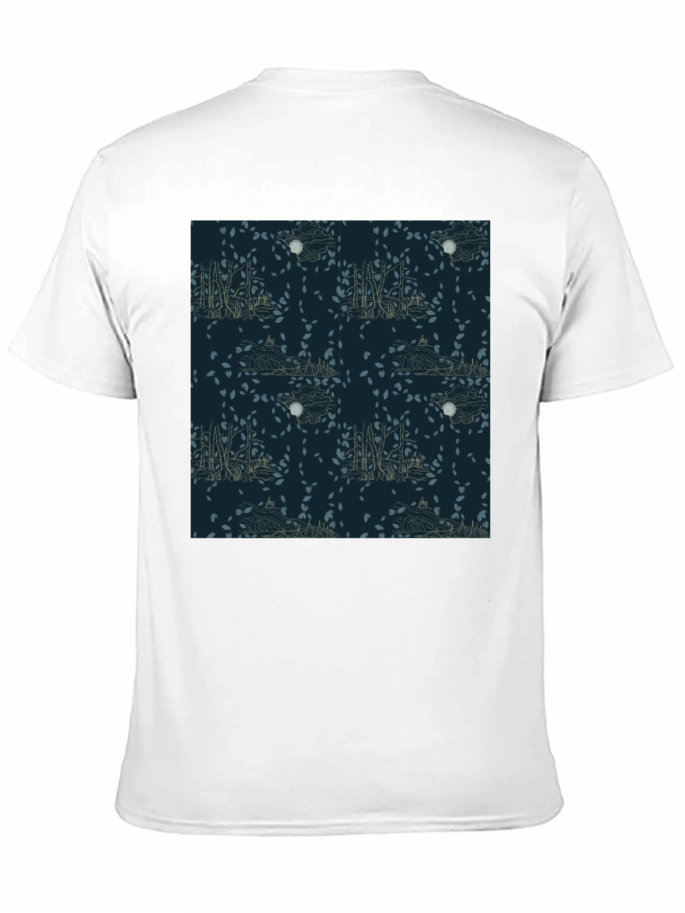 Mens Black T-Shirt with Nature Pattern