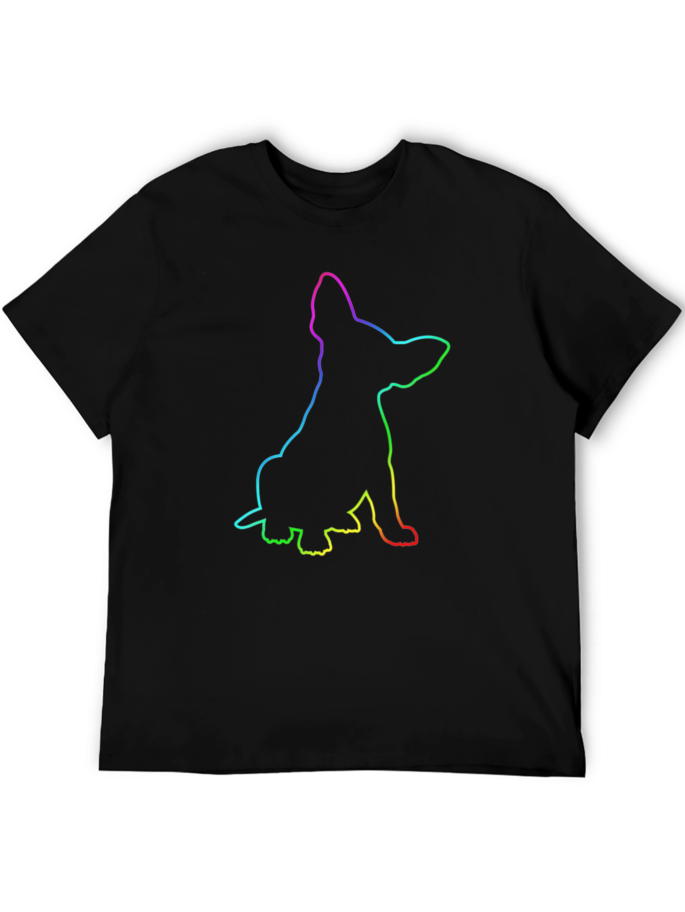 Rainbow Dog Outline Black T-Shirt