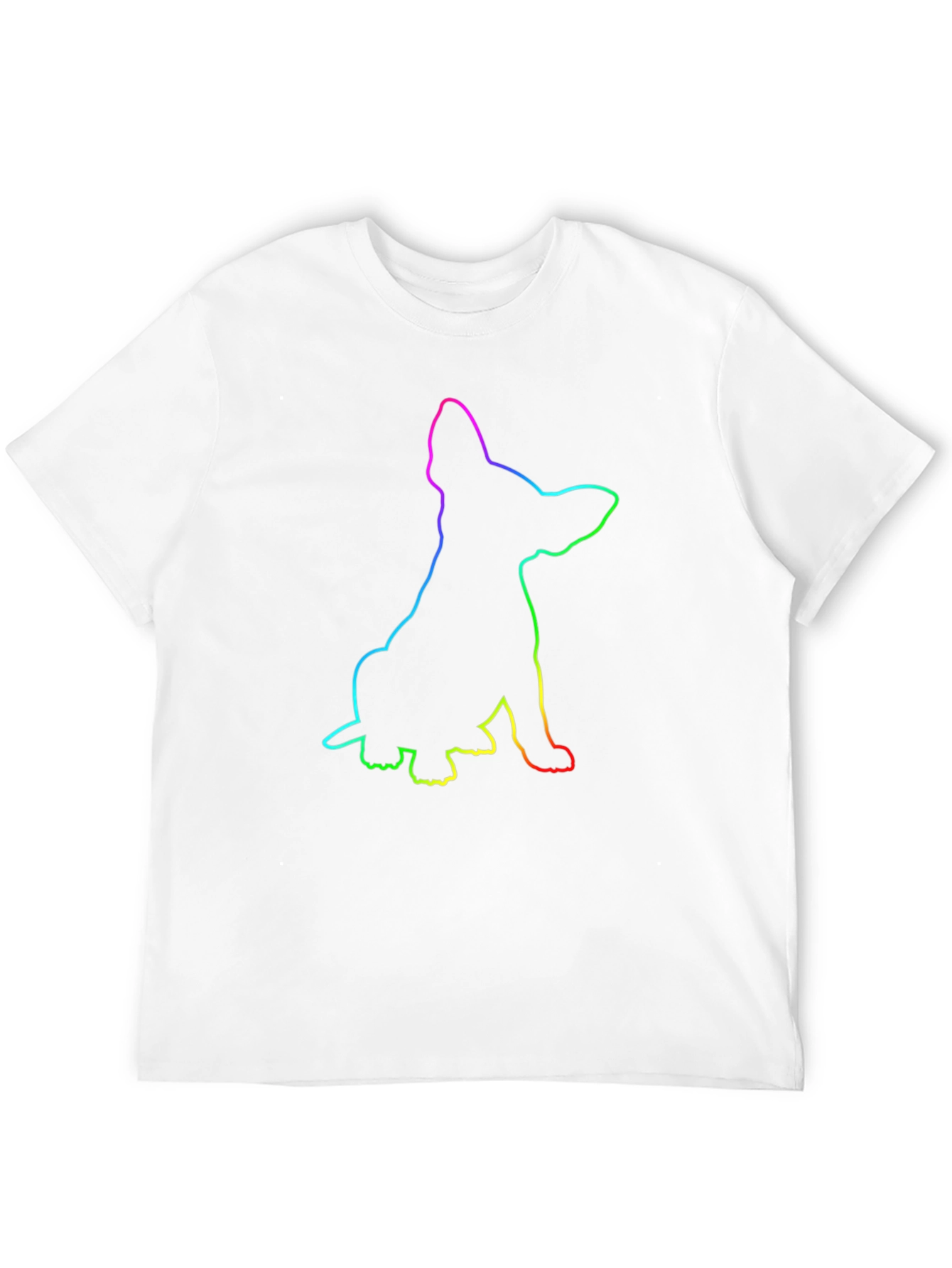 Rainbow Dog Outline Black T-Shirt