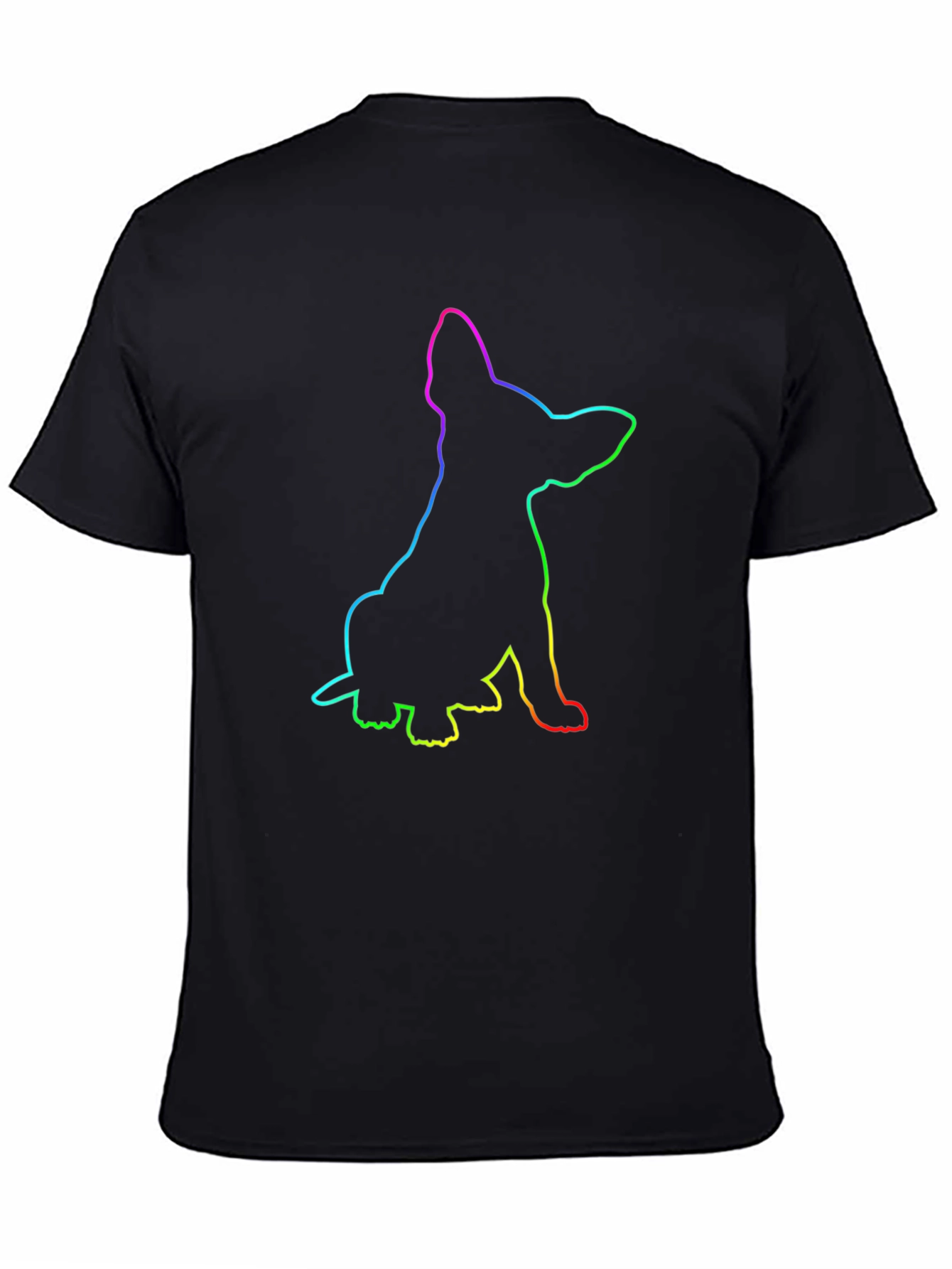 Rainbow Dog Outline Black T-Shirt